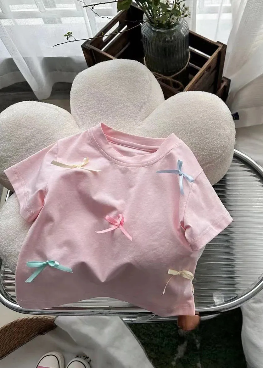 Unique Beige Patchwork Floral Kids Tops Summer YU1070
