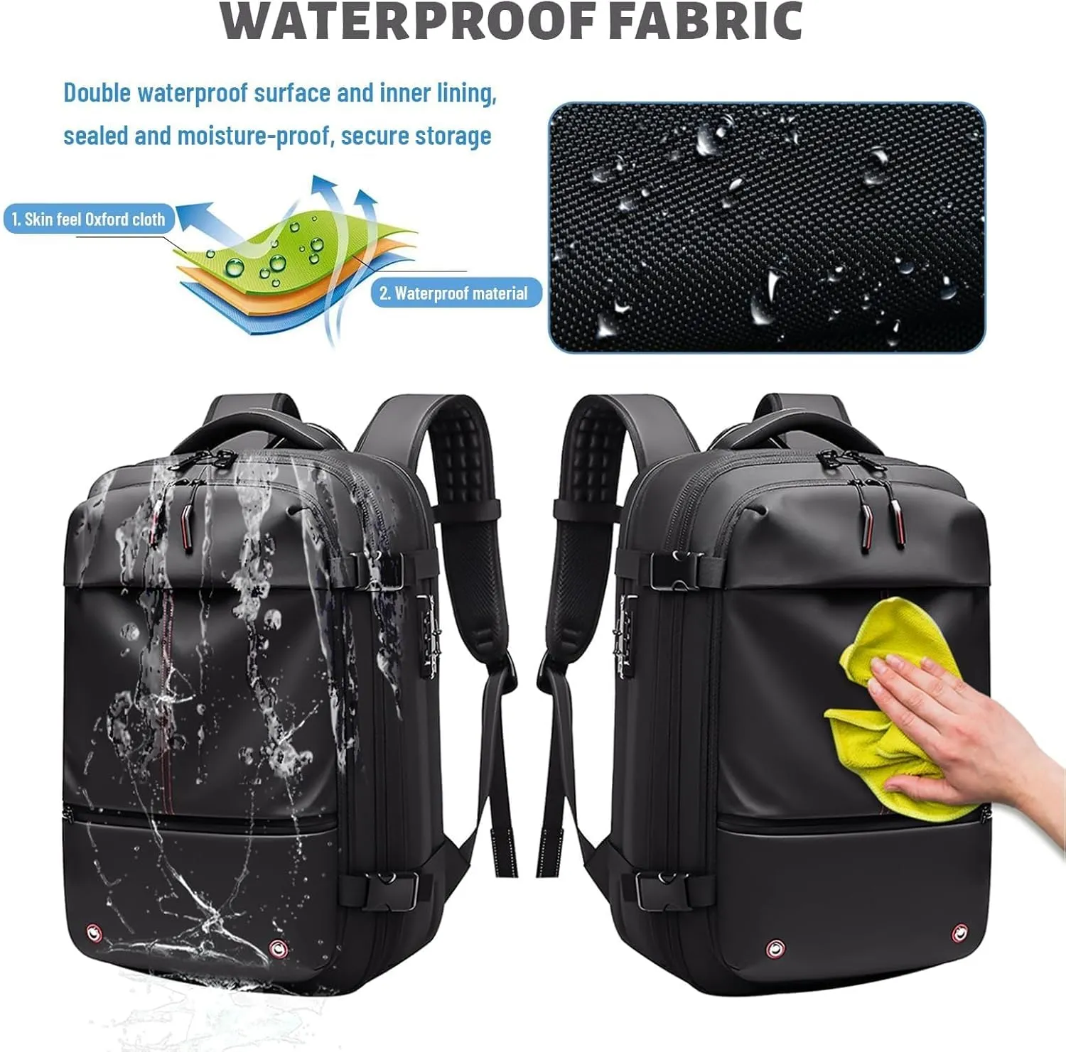 Vacuum Backpack Travel Bag, Compression Backpack with Pump, 60L Expandable Air Compression with Lock,Multi Pocket Waterproof (Gray)