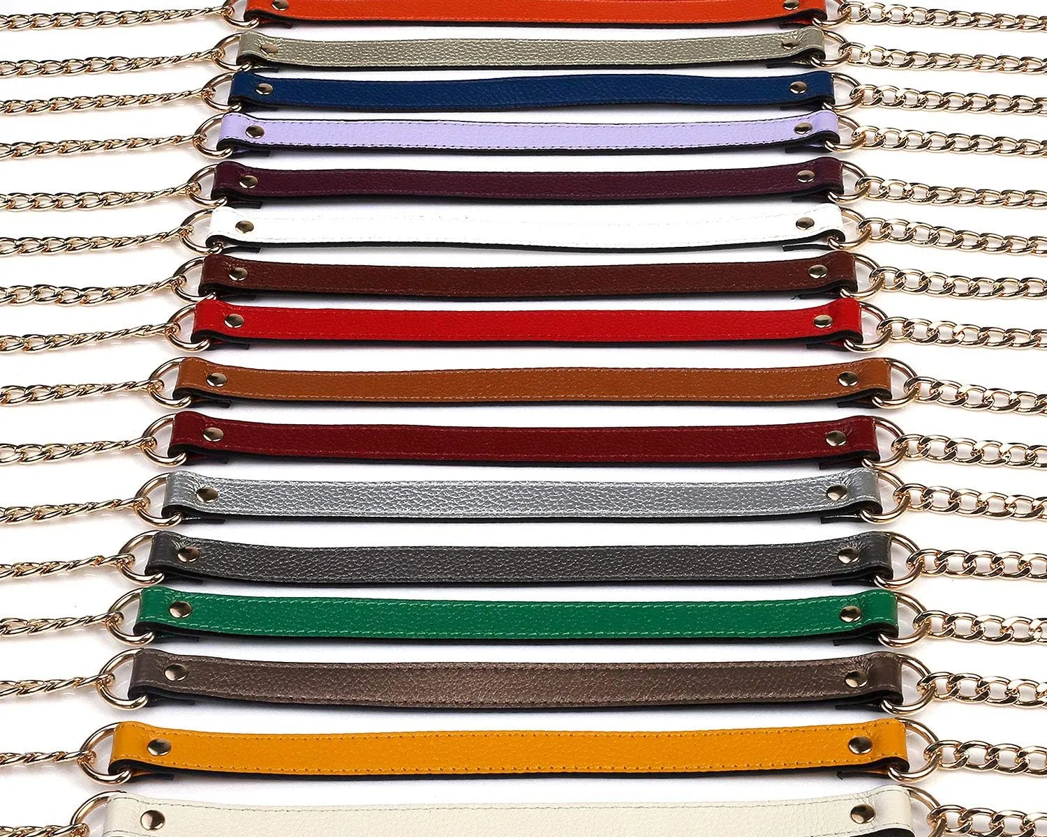 VanEnjoy 18MM Replacement Chain & Genuine Leather Shoulder Crossbody Straps for Handbags Purse Bags (Beige)