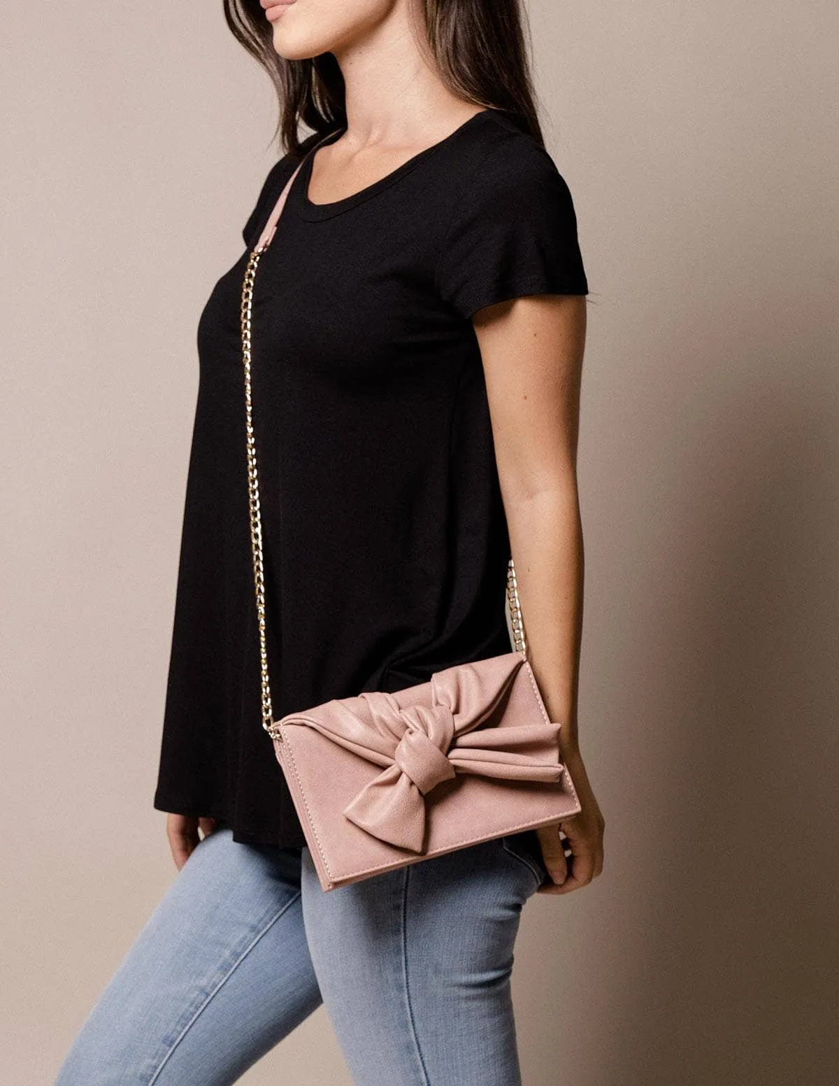 Vegan Leather Lola Clutch - Blush