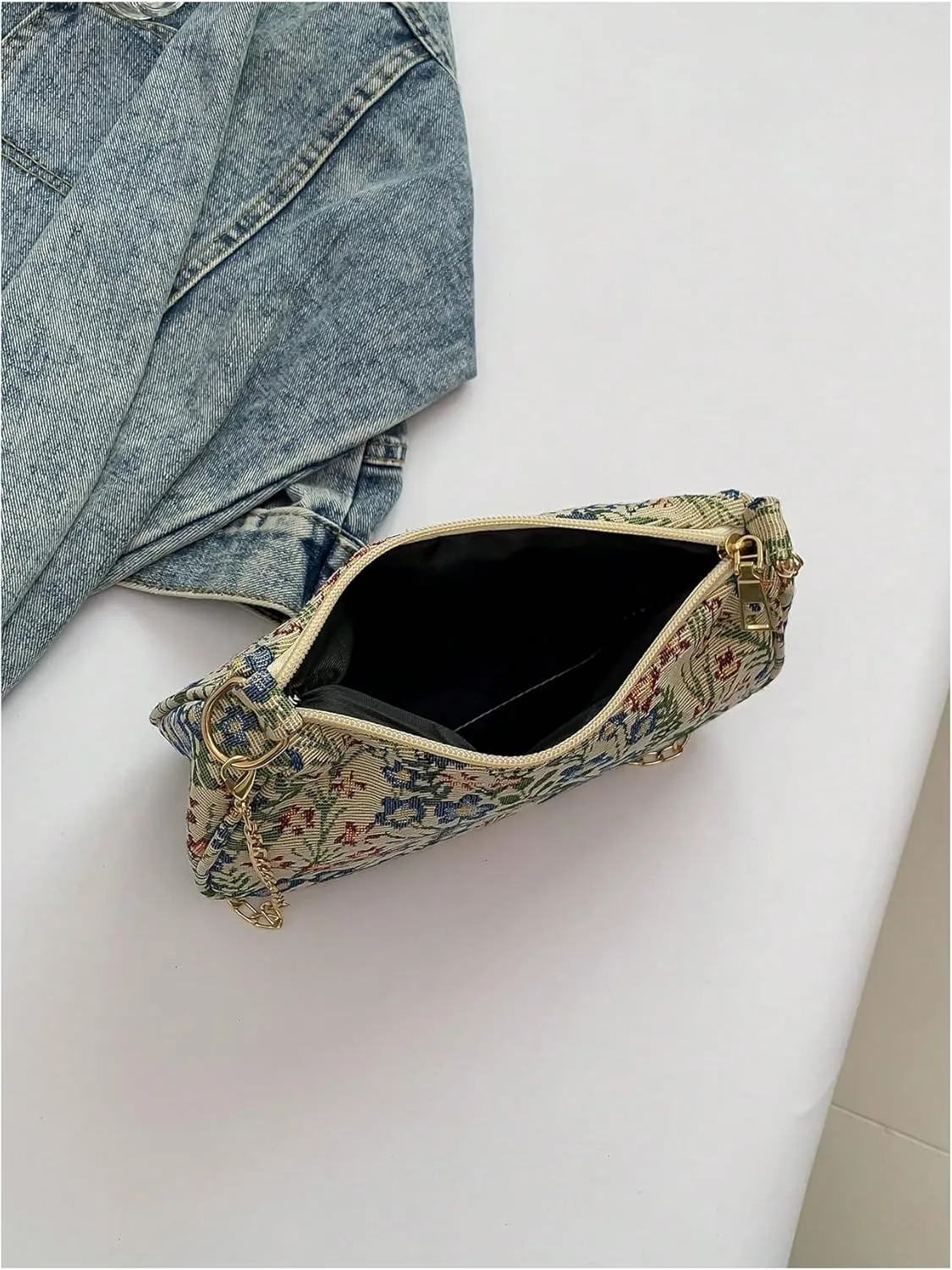 Verdusa Women's Floral Print Shoulder Bags Casual Underarm Purses with Chain Strap