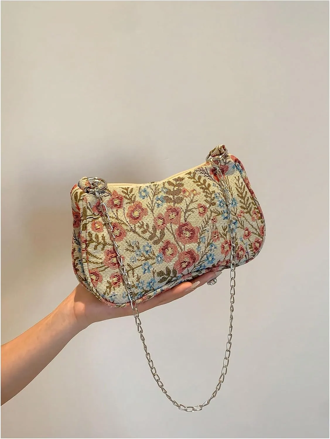 Verdusa Women's Floral Print Shoulder Bags Casual Underarm Purses with Chain Strap
