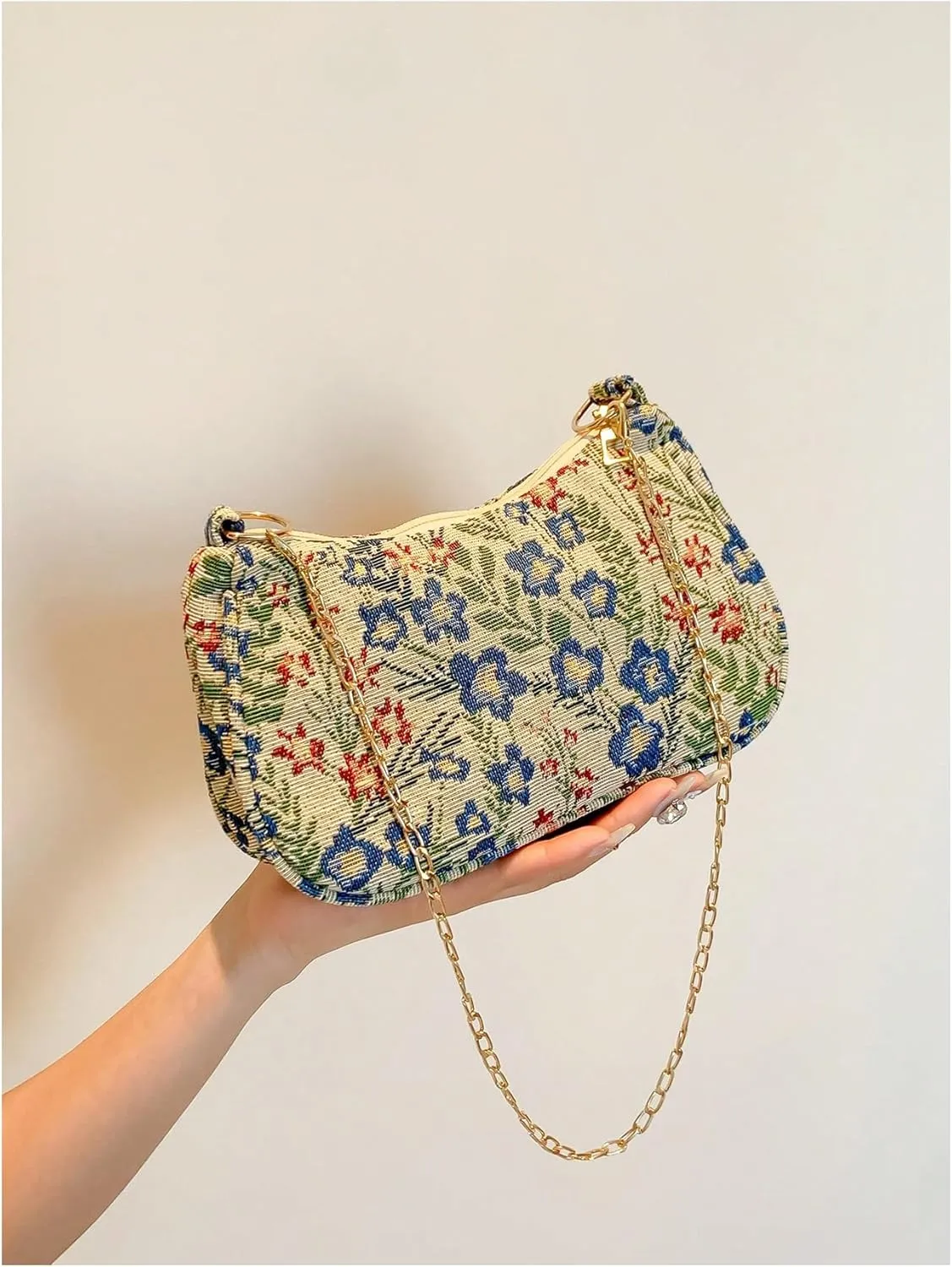 Verdusa Women's Floral Print Shoulder Bags Casual Underarm Purses with Chain Strap