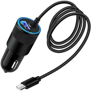 versatile USB C Car Charger, 3.4A Fast Charging Car Charger Adapter with 3ft Type C Cable Car Phone Charger USB C Cable Type C Car Charger Cigarette Lighter Adapter,Black