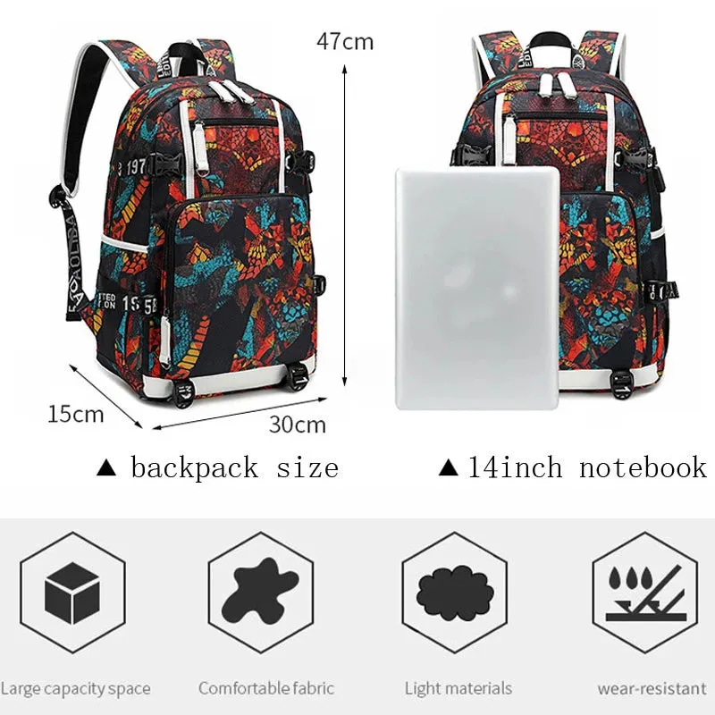 Viking Valknut USB Charging Multifunction Travel Backpack - Starry Purple