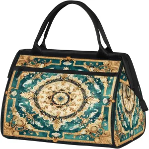 Vintage Carpet Flower Travel Duffle Bag for Women, Ladies Overnight Weekender Bag Gym Sports Bags A-1