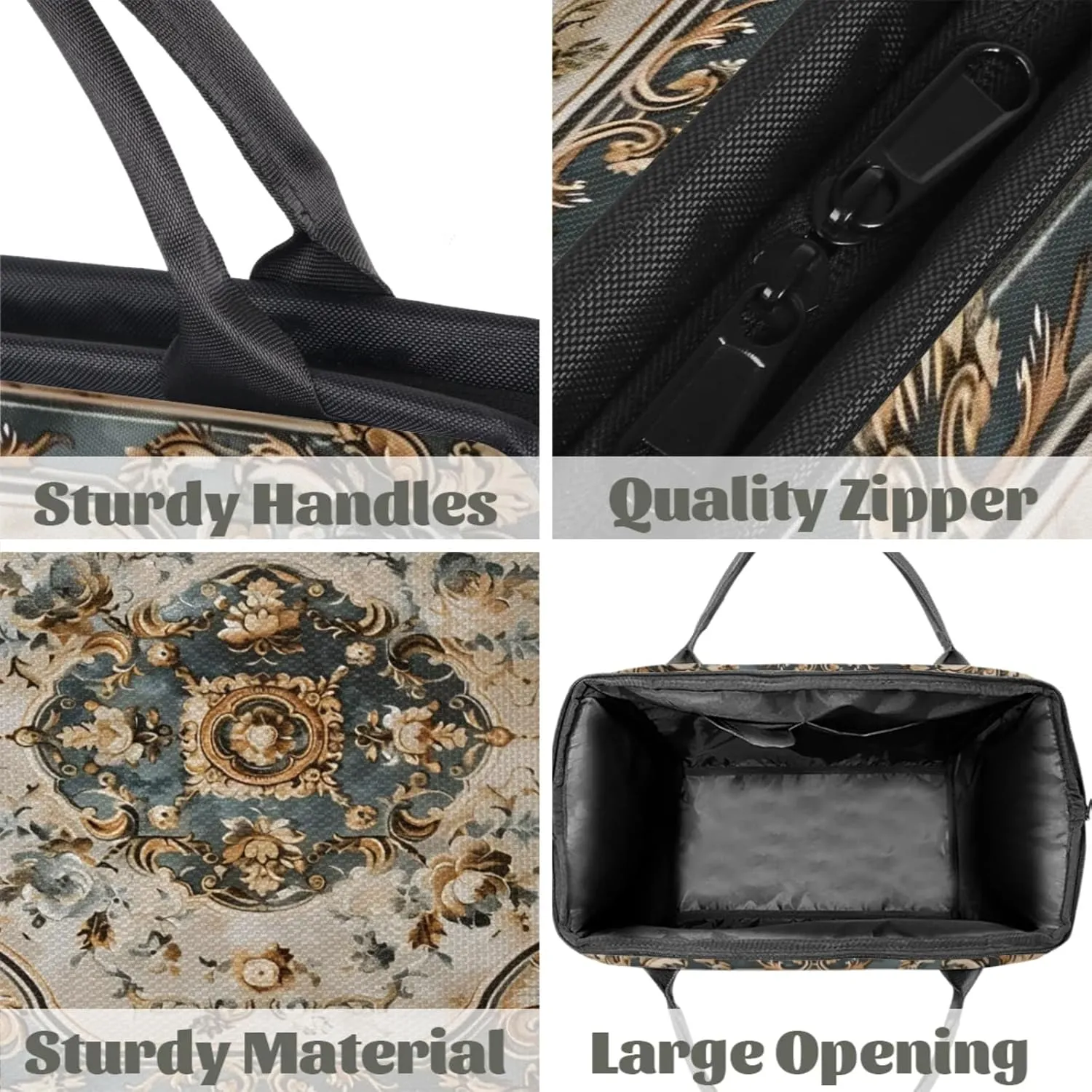 Vintage Carpet Flower Travel Duffle Bag for Women, Ladies Overnight Weekender Bag Gym Sports Bags A-1