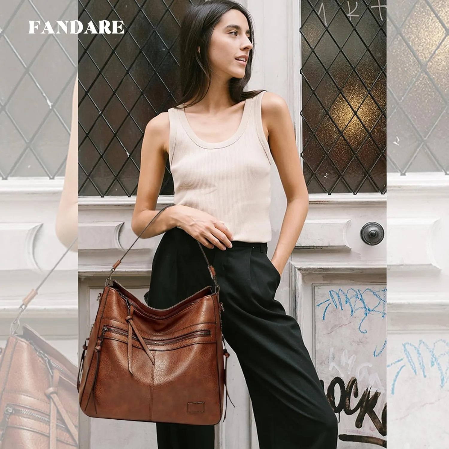 Vintage Handbag Women Hobo Top-handle Tote Bags Ladies Shoulder Bucket