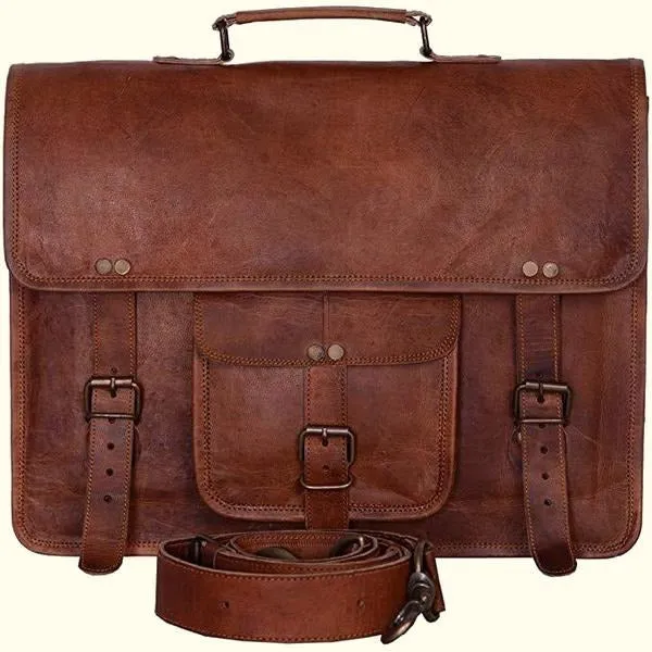 Vintage Leather Briefcase Laptop Bag
