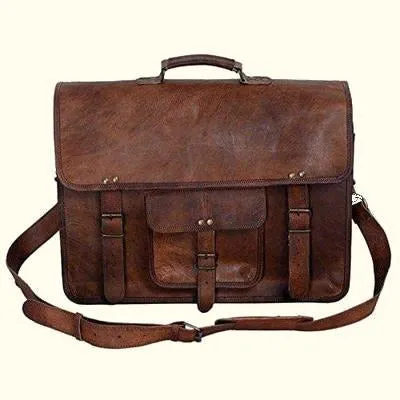 Vintage Leather Briefcase Laptop Bag