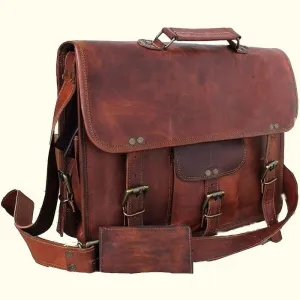 Vintage Leather Briefcase Laptop Bag