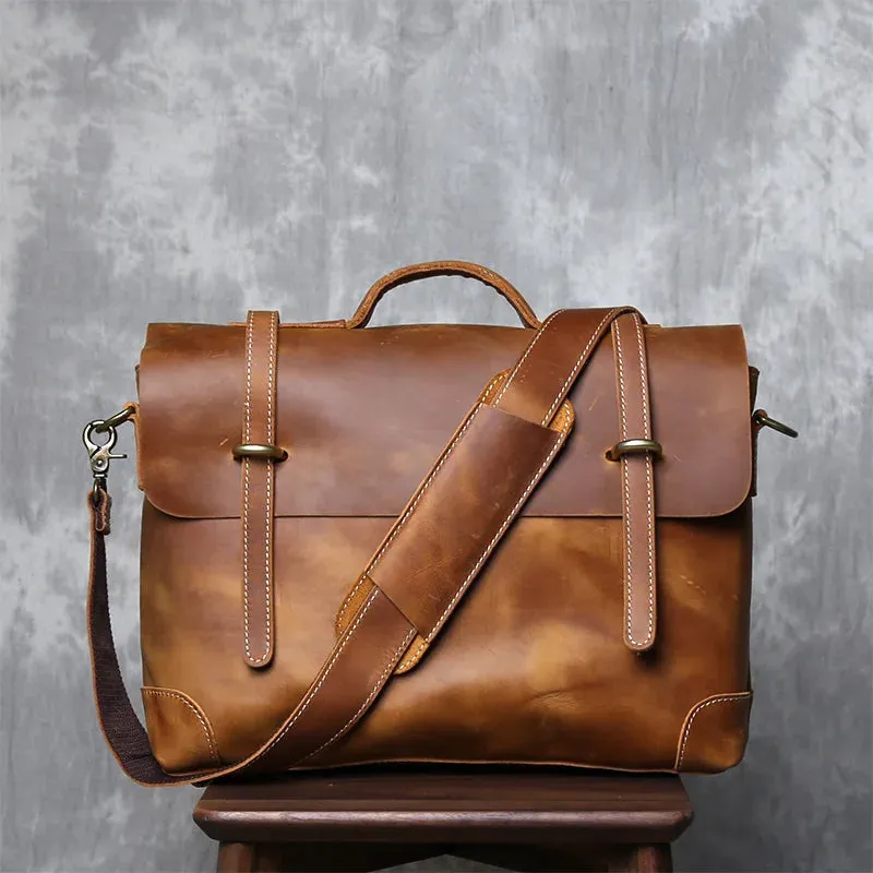 Vintage Leather Messenger Bag - Timeless Style and Durability