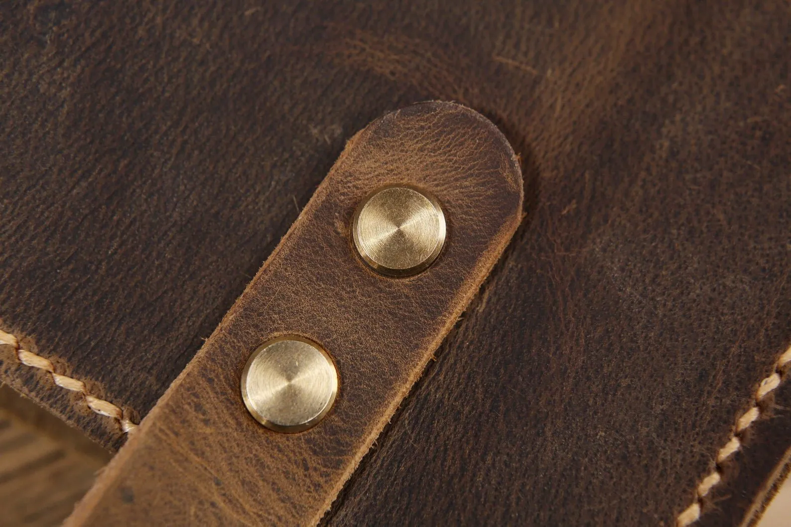 Vintage leather slim tote bag