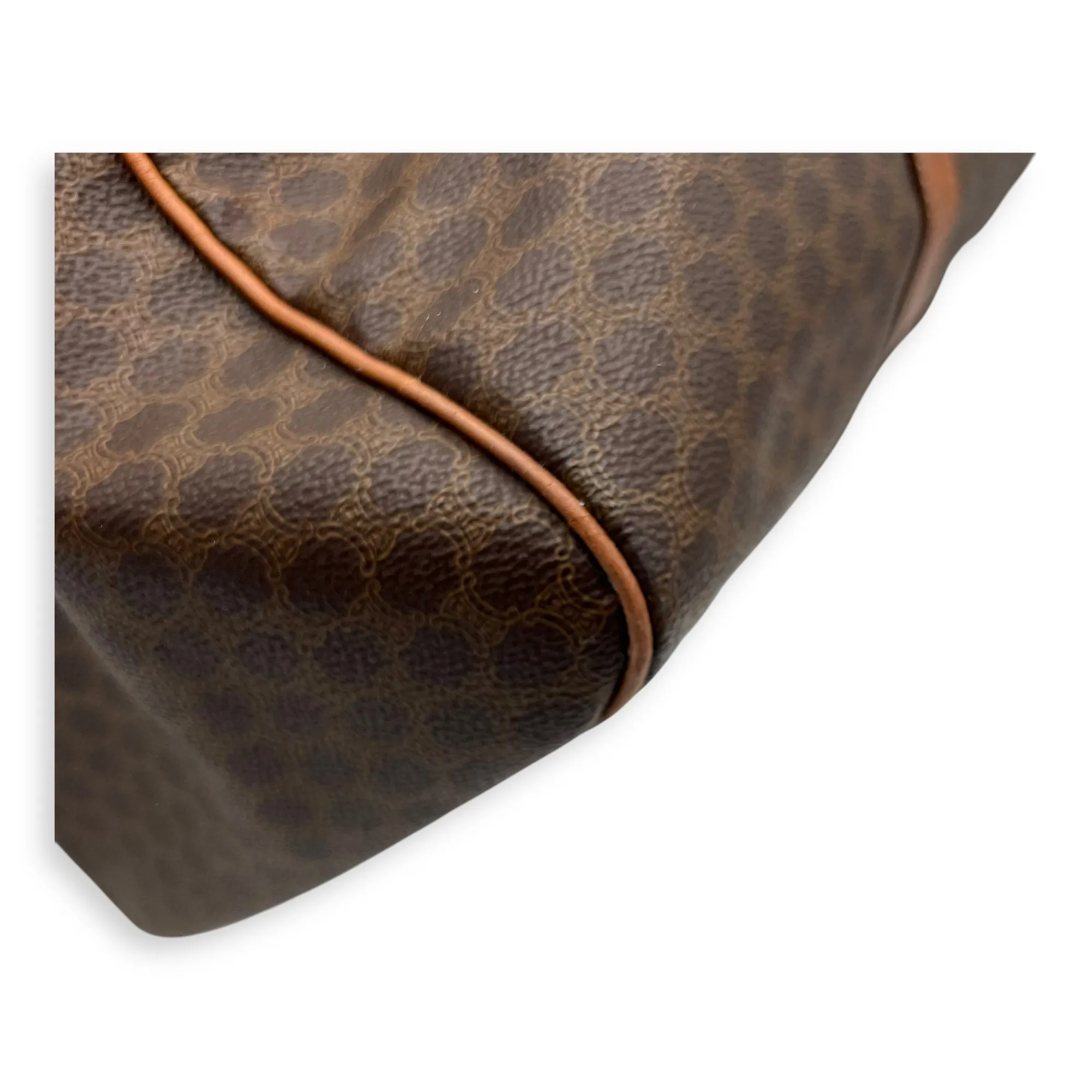 Vintage Macadam Brown Duffle Bag in Coated Canvas, Gold hardware