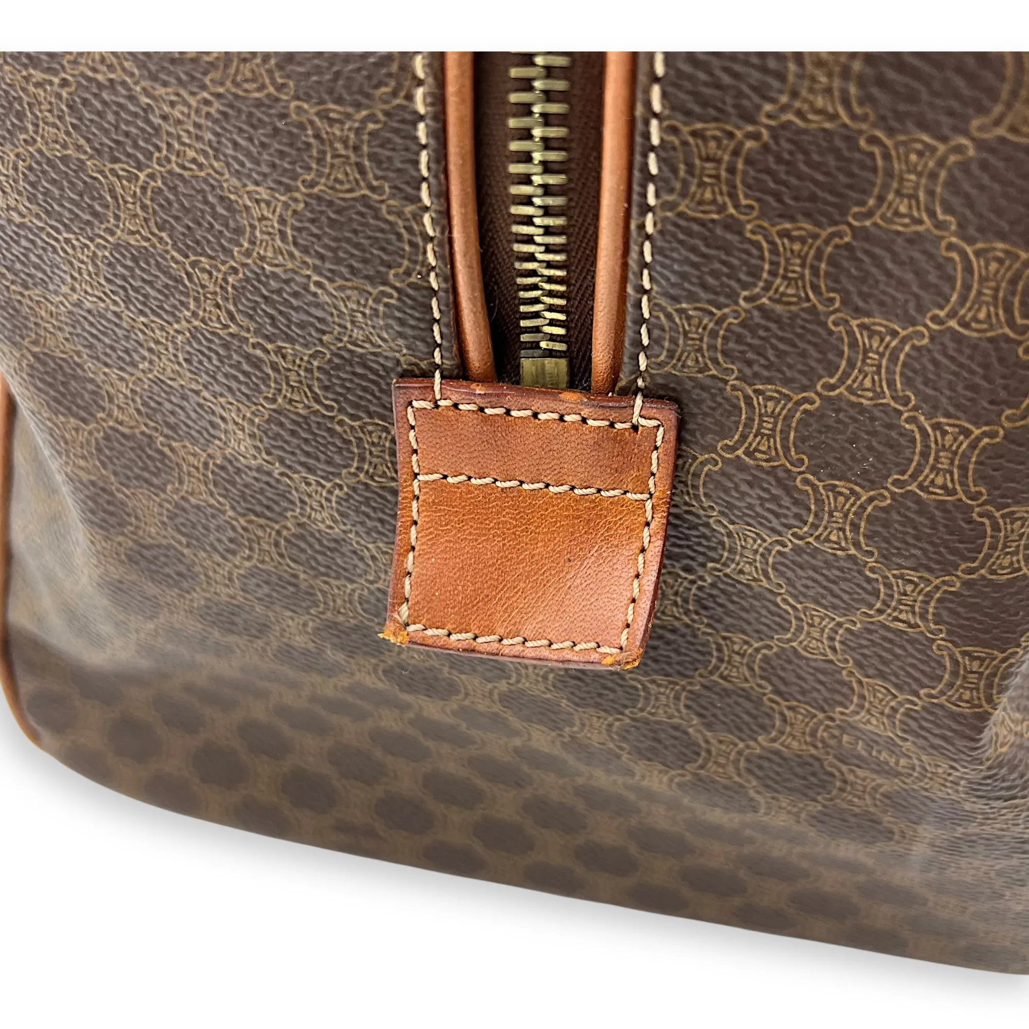 Vintage Macadam Brown Duffle Bag in Coated Canvas, Gold hardware