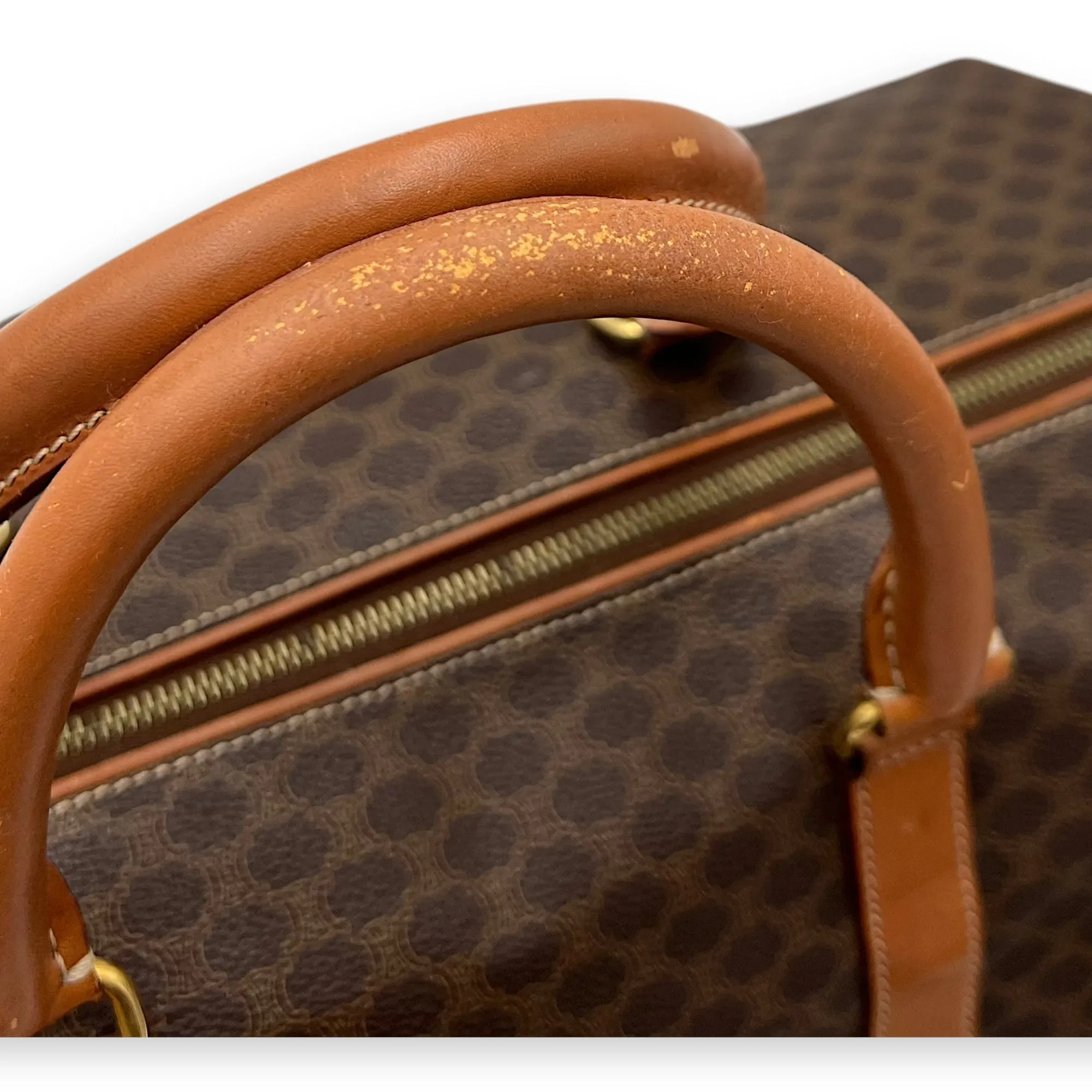 Vintage Macadam Brown Duffle Bag in Coated Canvas, Gold hardware