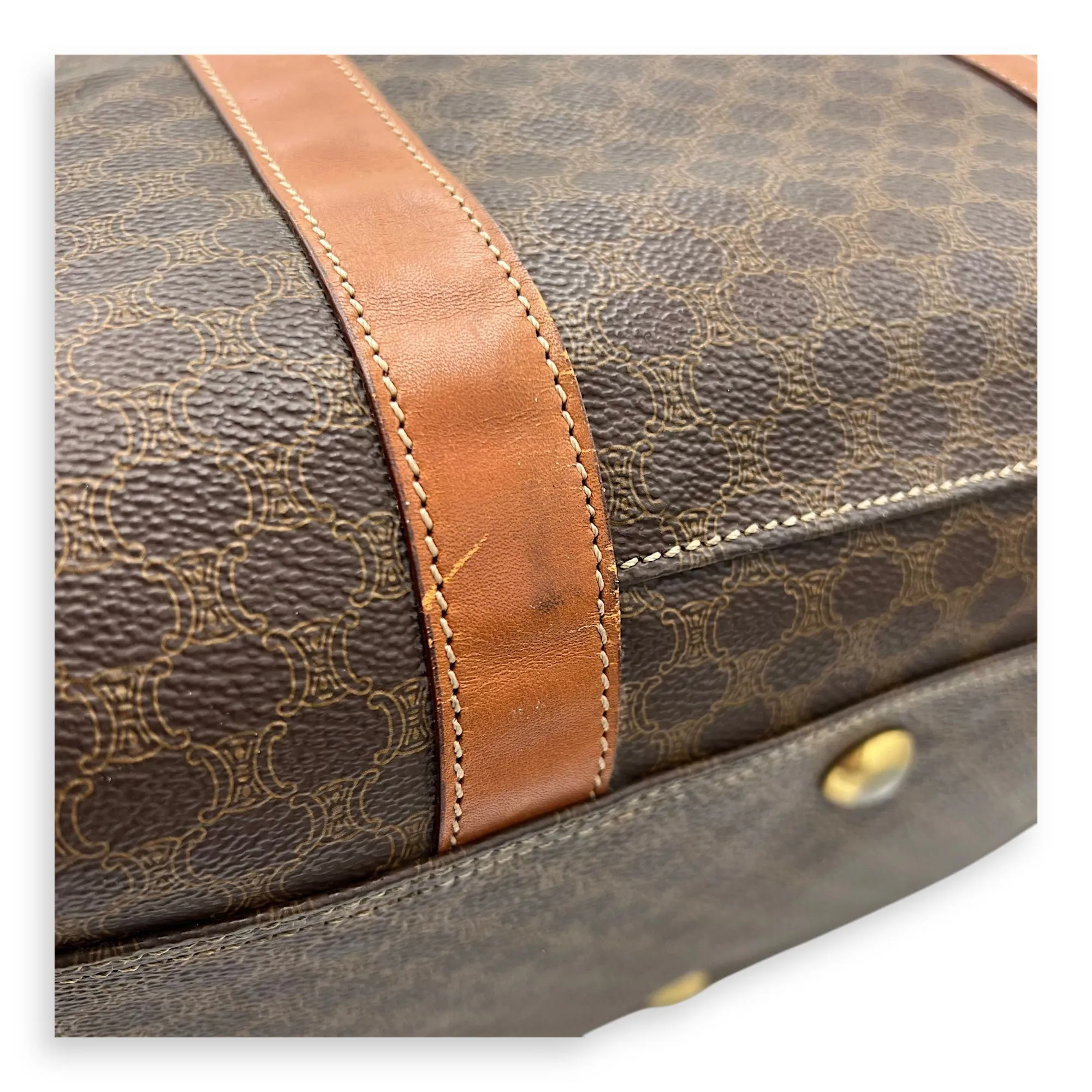 Vintage Macadam Brown Duffle Bag in Coated Canvas, Gold hardware