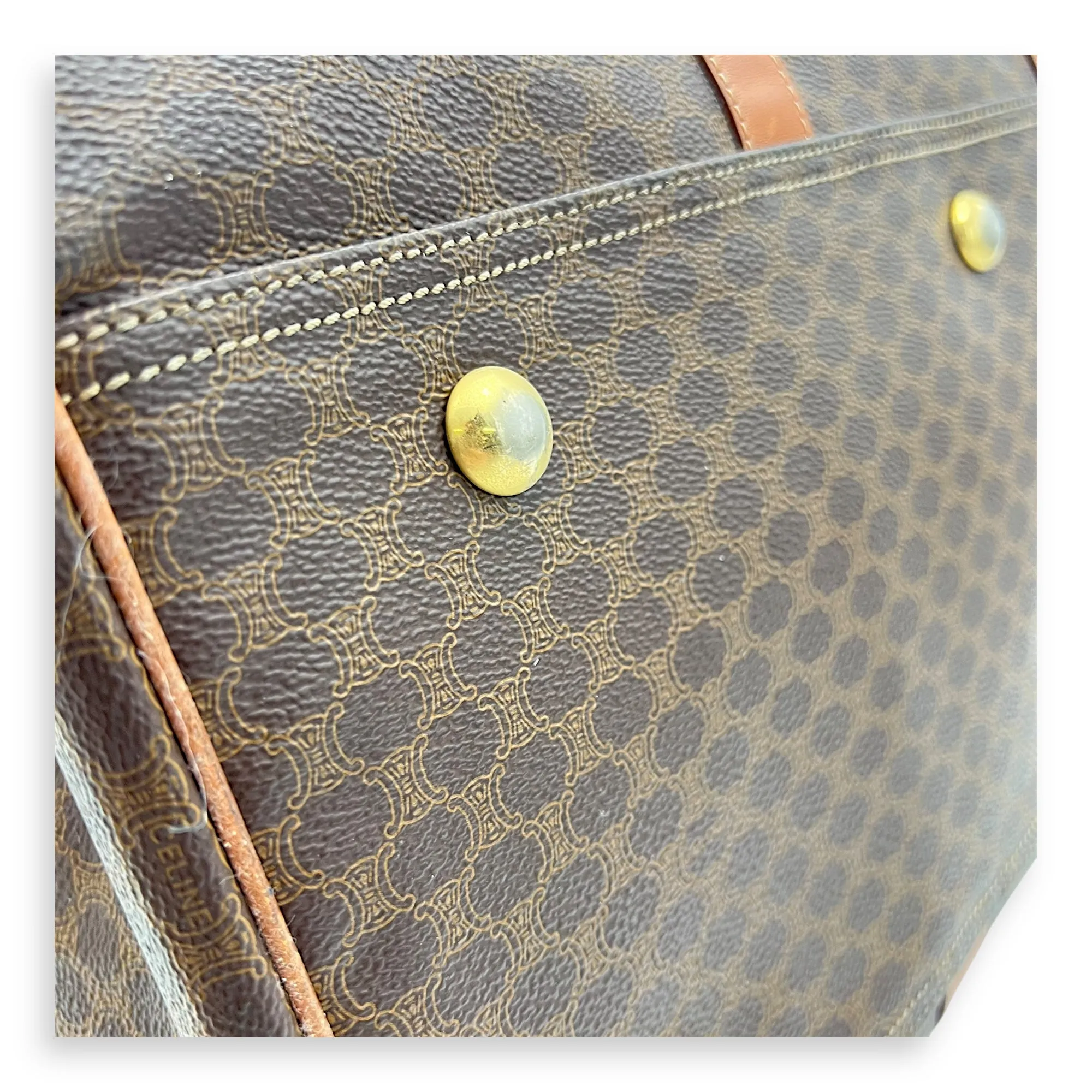 Vintage Macadam Brown Duffle Bag in Coated Canvas, Gold hardware