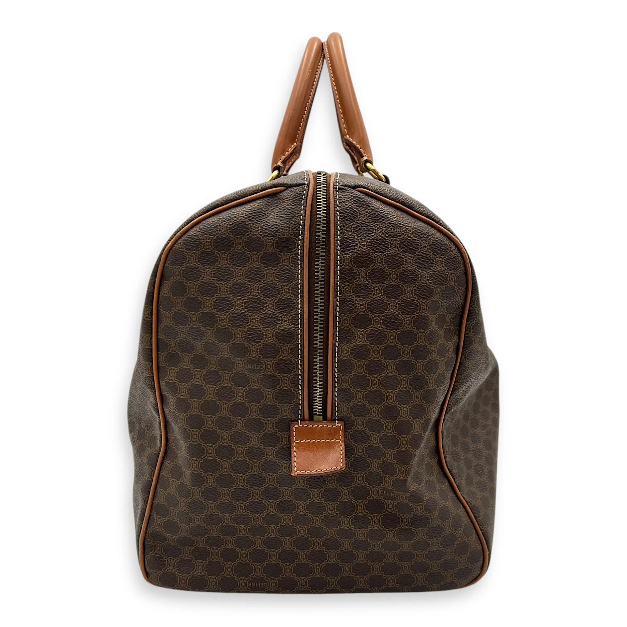 Vintage Macadam Brown Duffle Bag in Coated Canvas, Gold hardware
