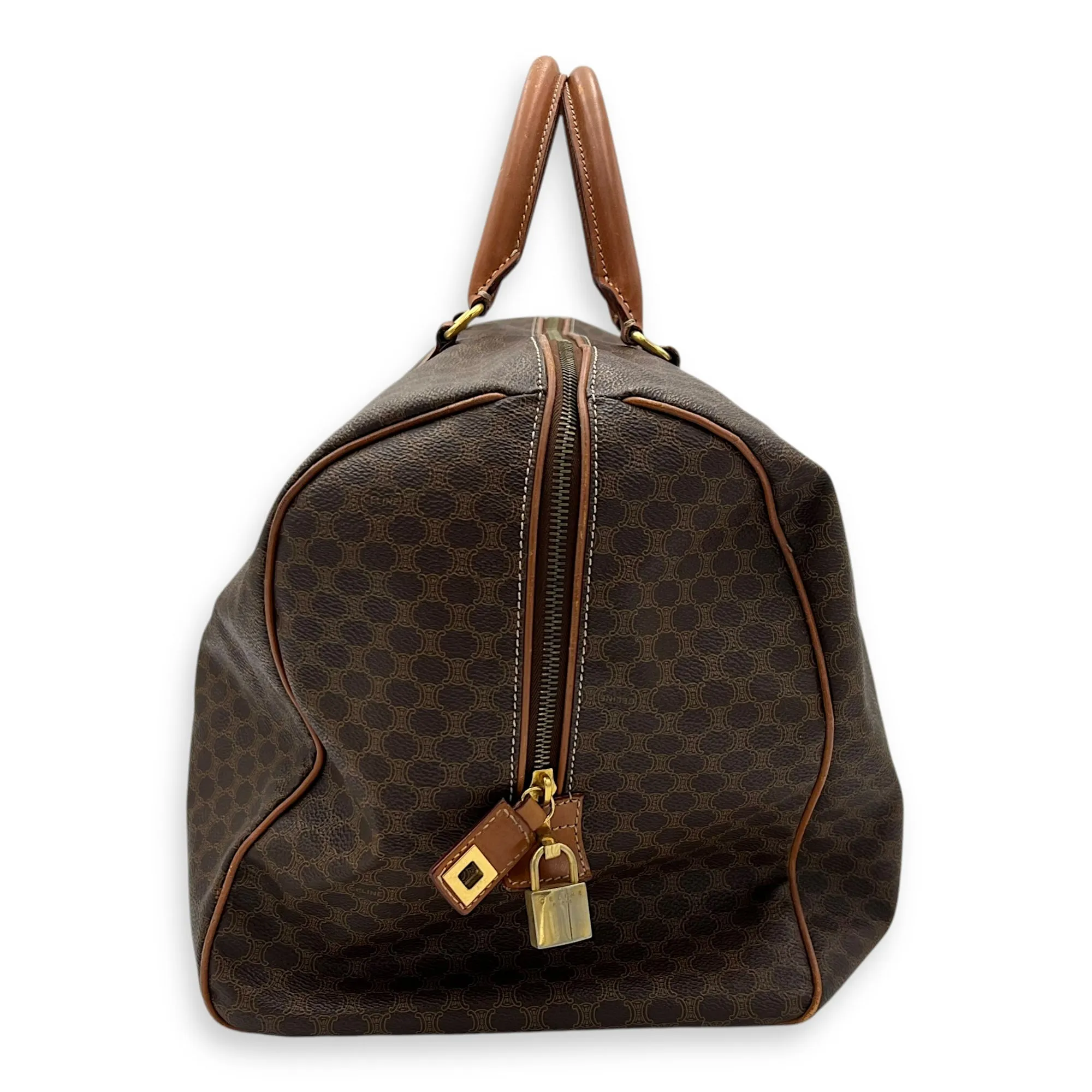 Vintage Macadam Brown Duffle Bag in Coated Canvas, Gold hardware