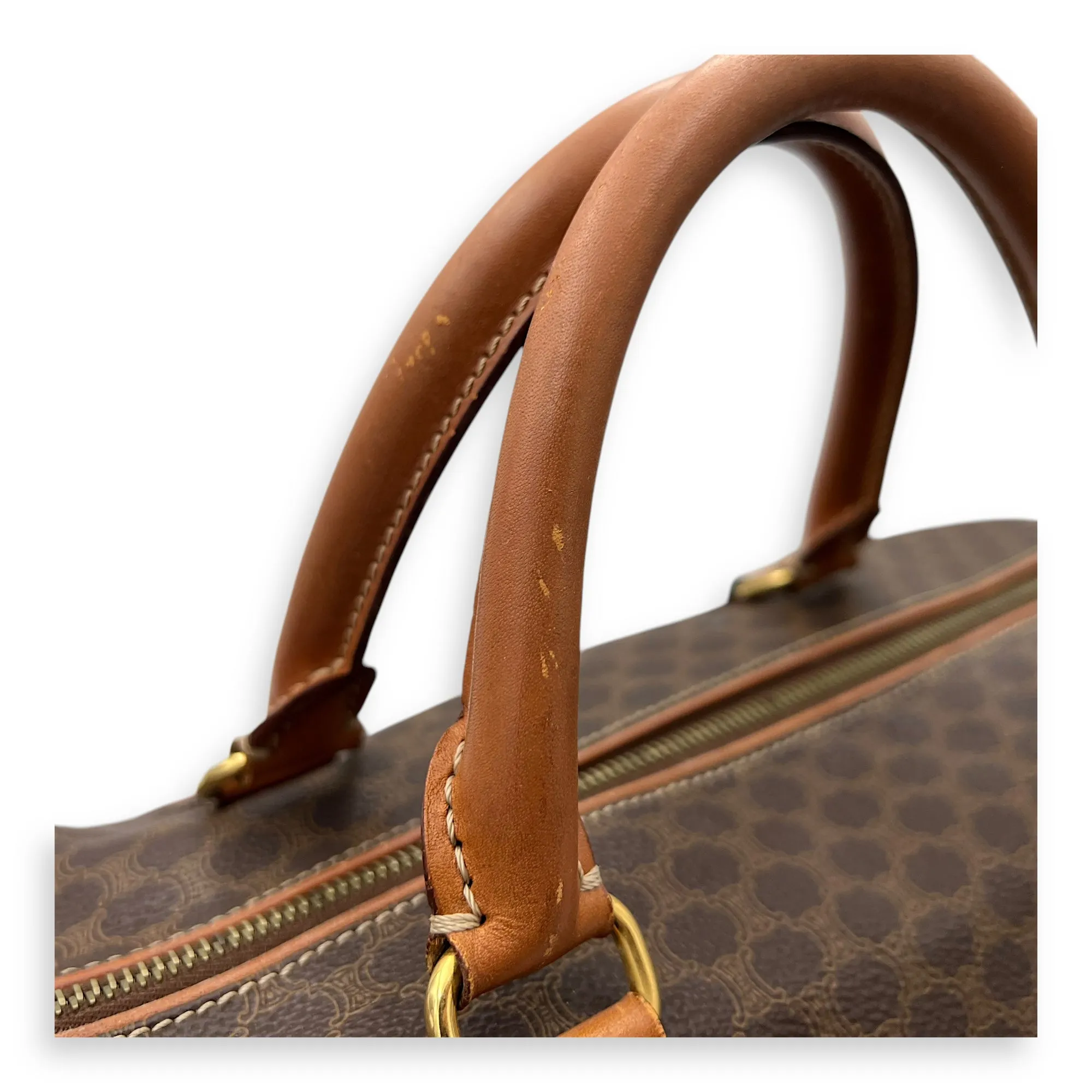 Vintage Macadam Brown Duffle Bag in Coated Canvas, Gold hardware
