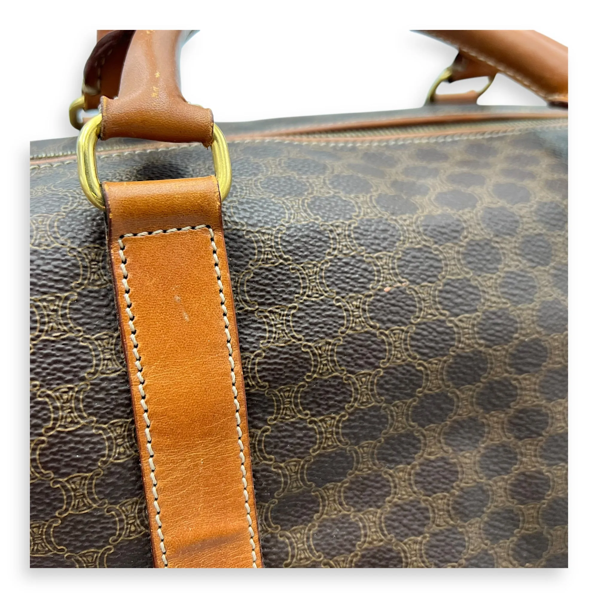 Vintage Macadam Brown Duffle Bag in Coated Canvas, Gold hardware