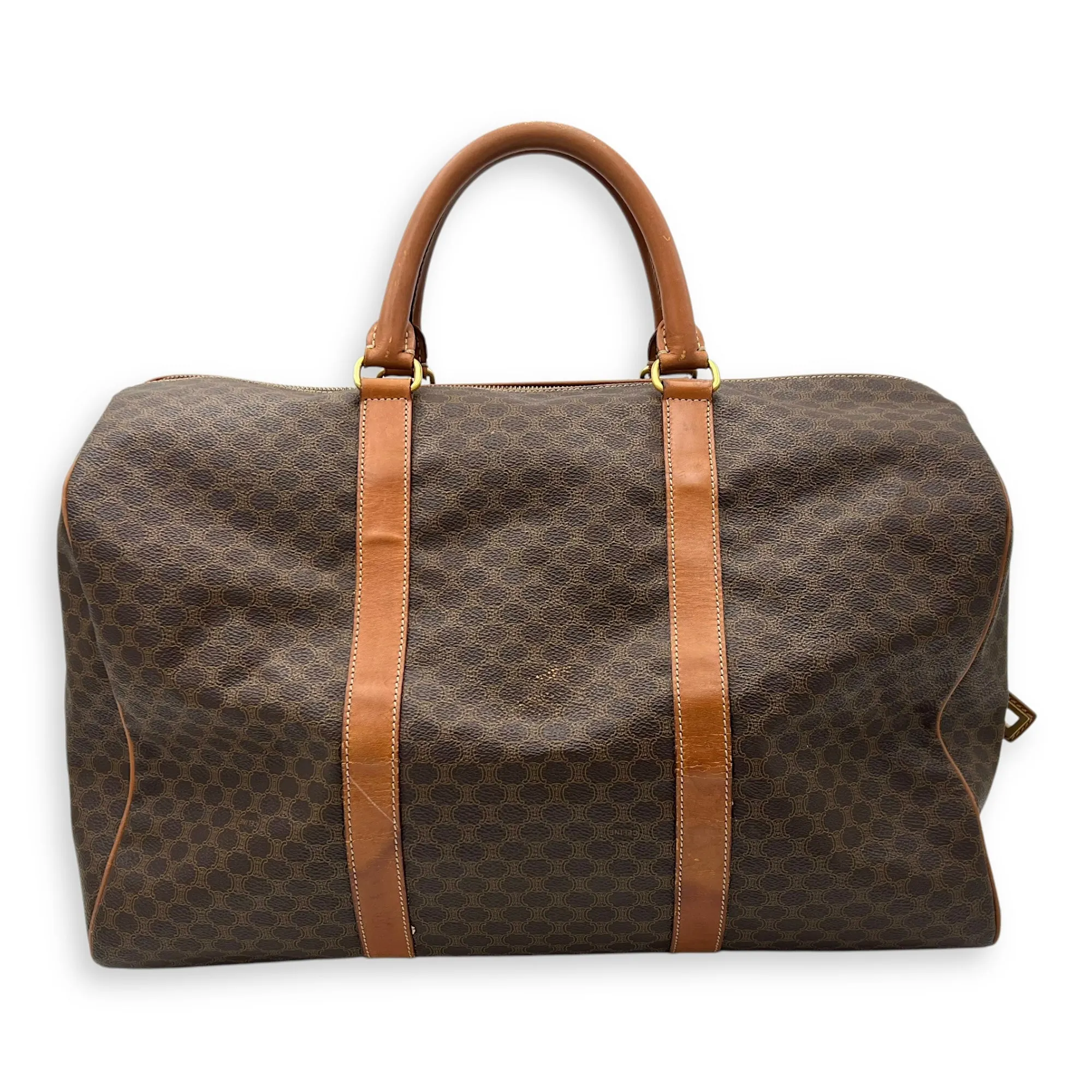 Vintage Macadam Brown Duffle Bag in Coated Canvas, Gold hardware