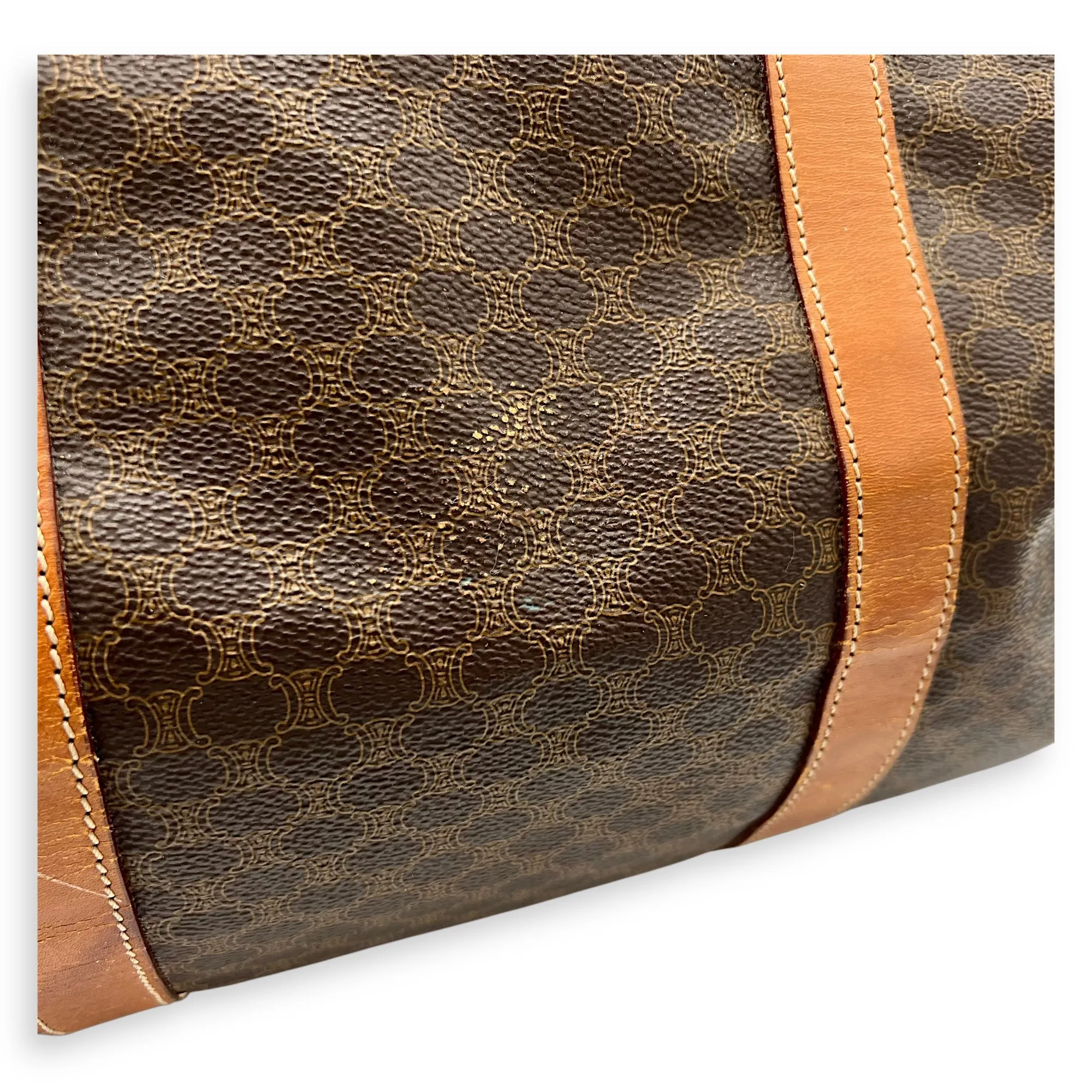 Vintage Macadam Brown Duffle Bag in Coated Canvas, Gold hardware