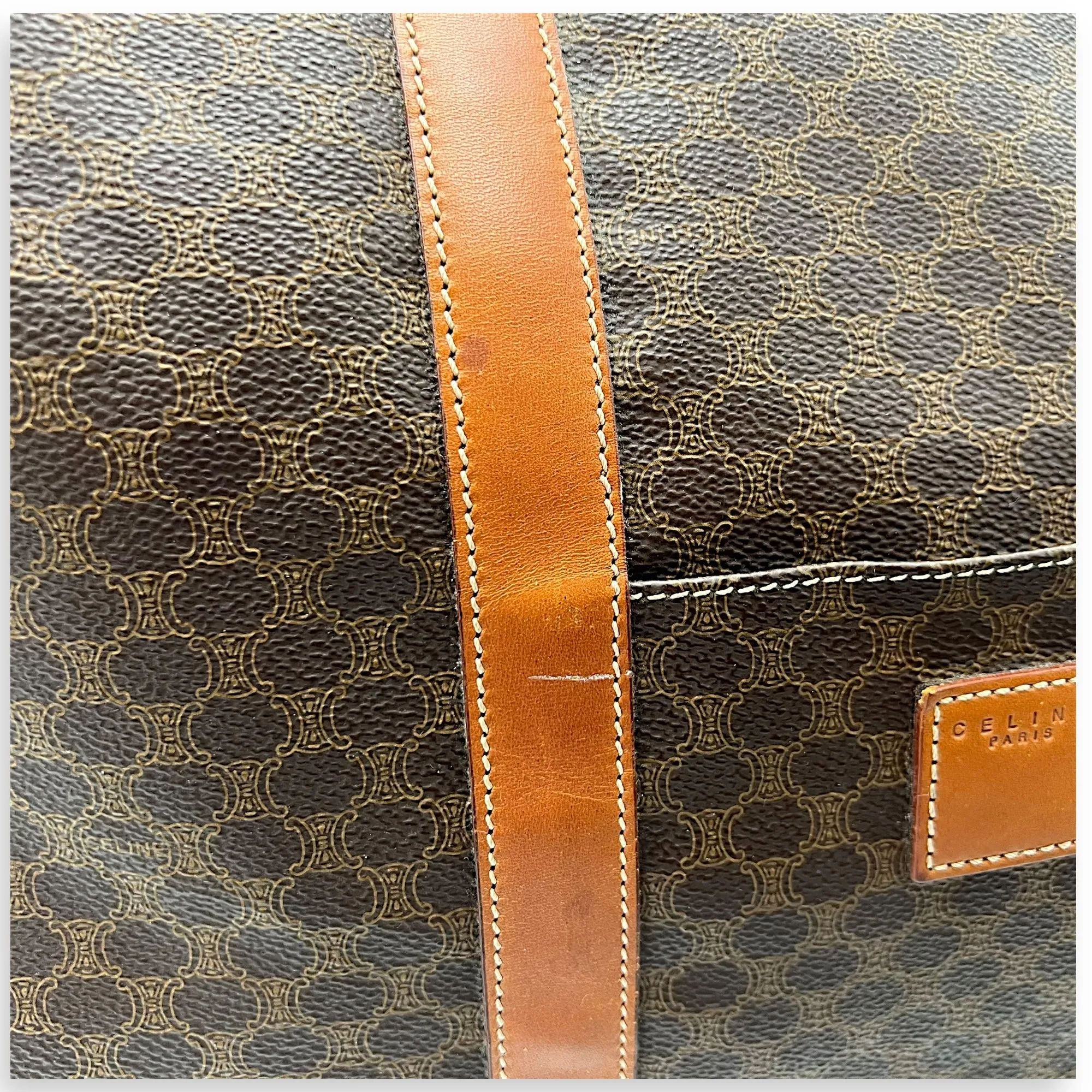 Vintage Macadam Brown Duffle Bag in Coated Canvas, Gold hardware