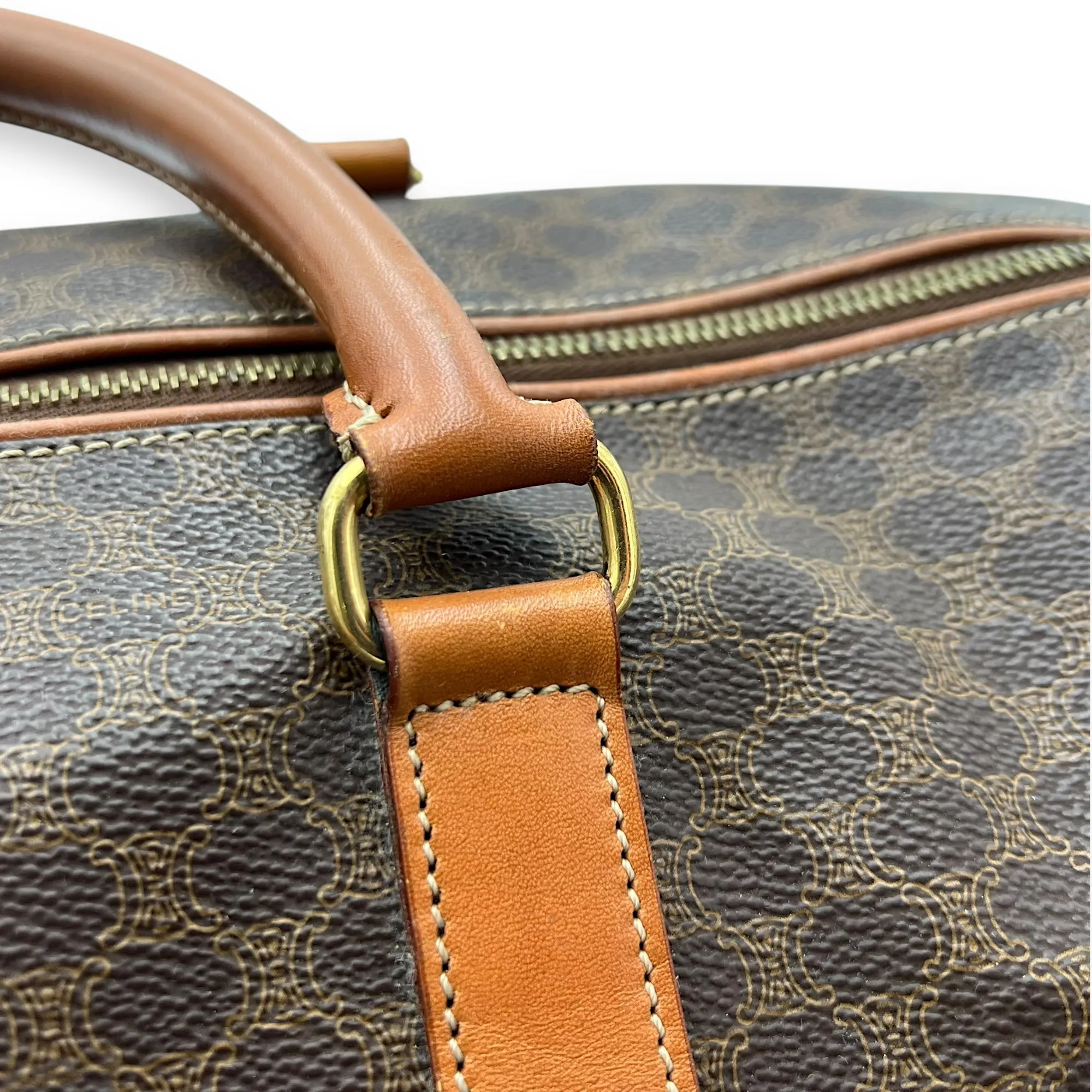 Vintage Macadam Brown Duffle Bag in Coated Canvas, Gold hardware