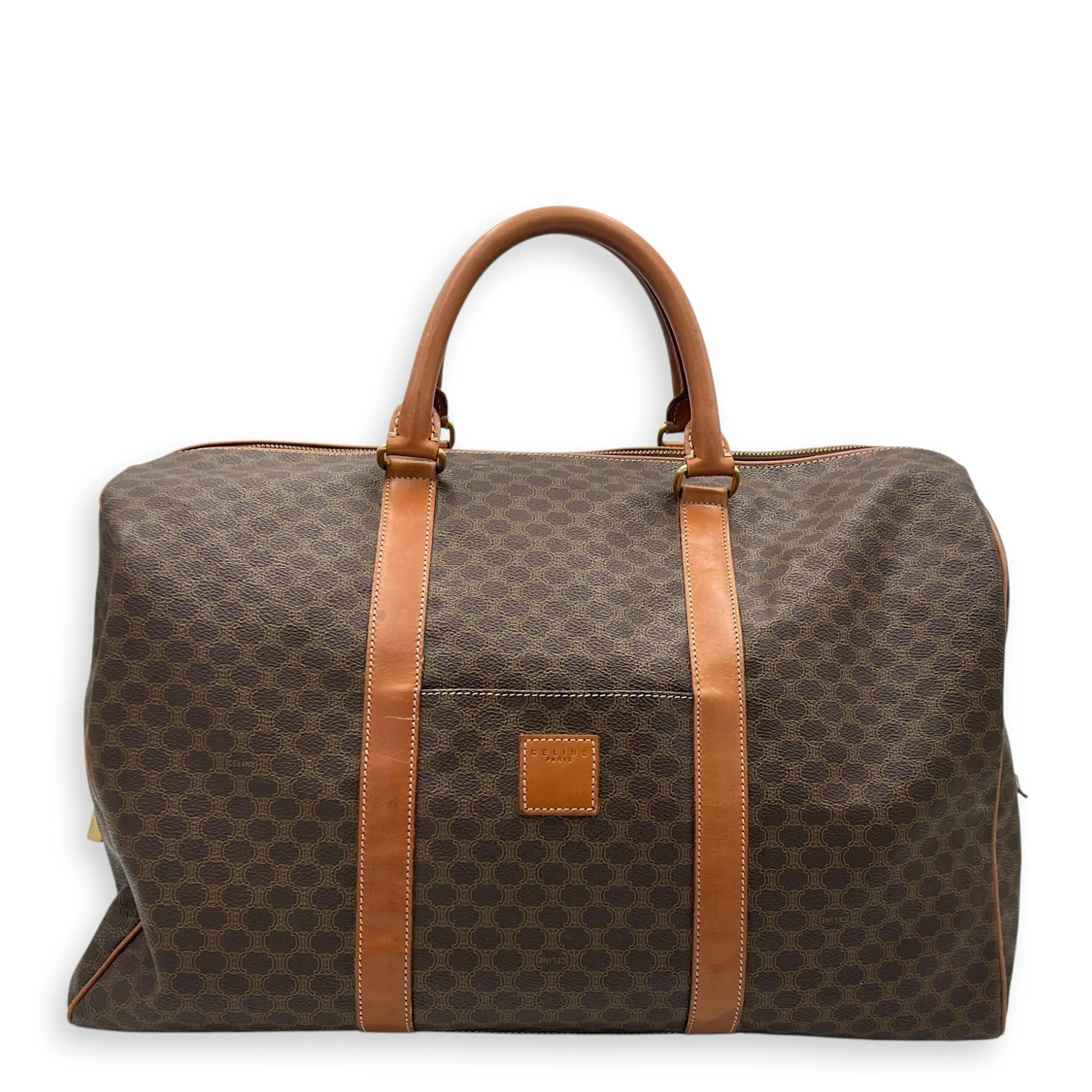 Vintage Macadam Brown Duffle Bag in Coated Canvas, Gold hardware