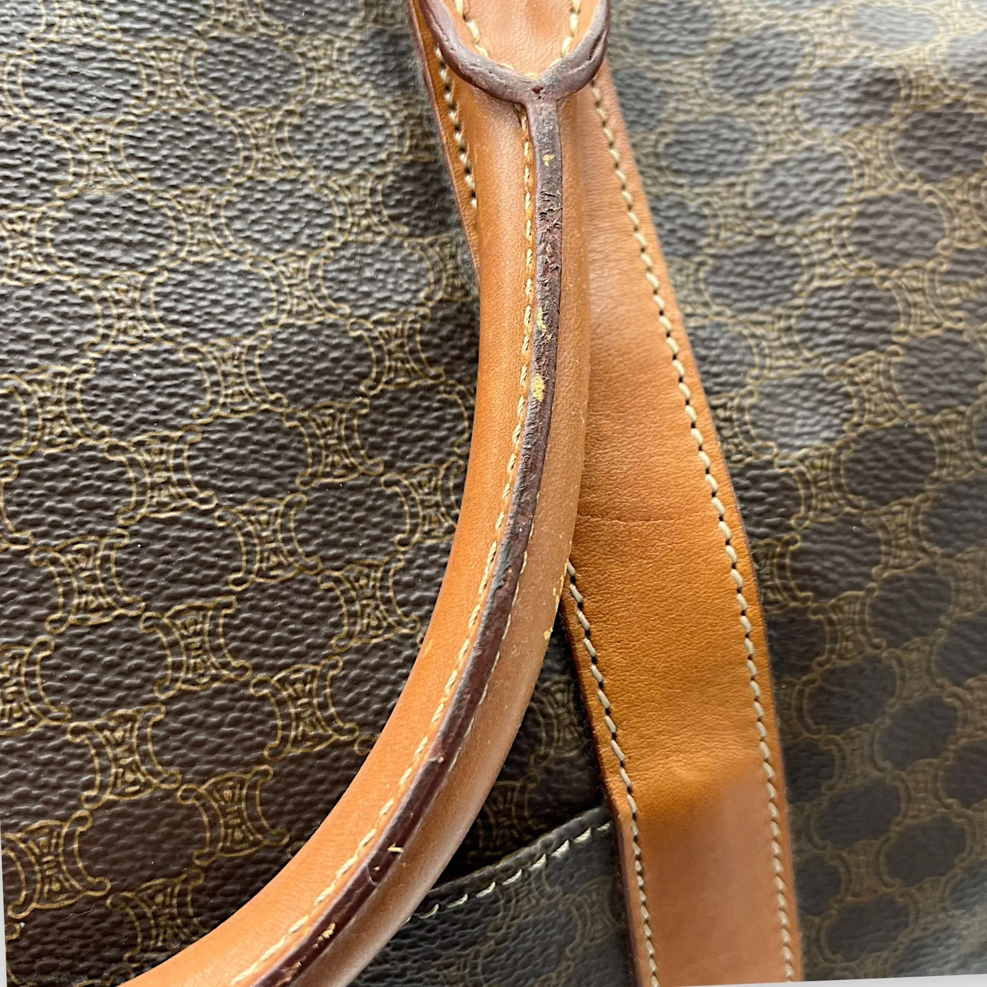 Vintage Macadam Brown Duffle Bag in Coated Canvas, Gold hardware