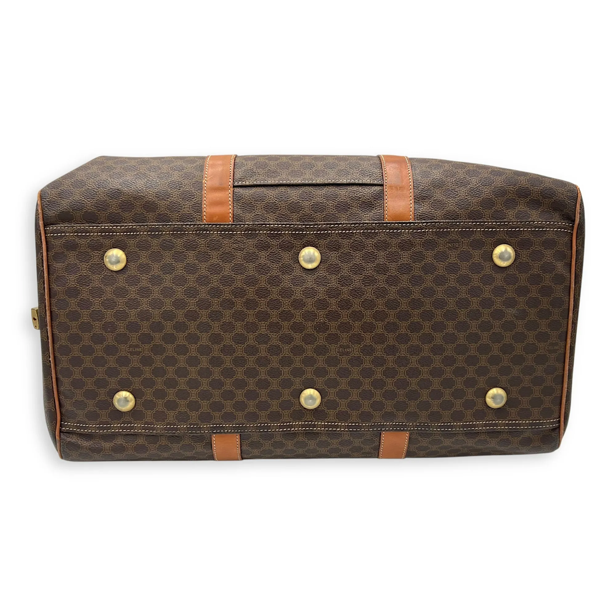 Vintage Macadam Brown Duffle Bag in Coated Canvas, Gold hardware