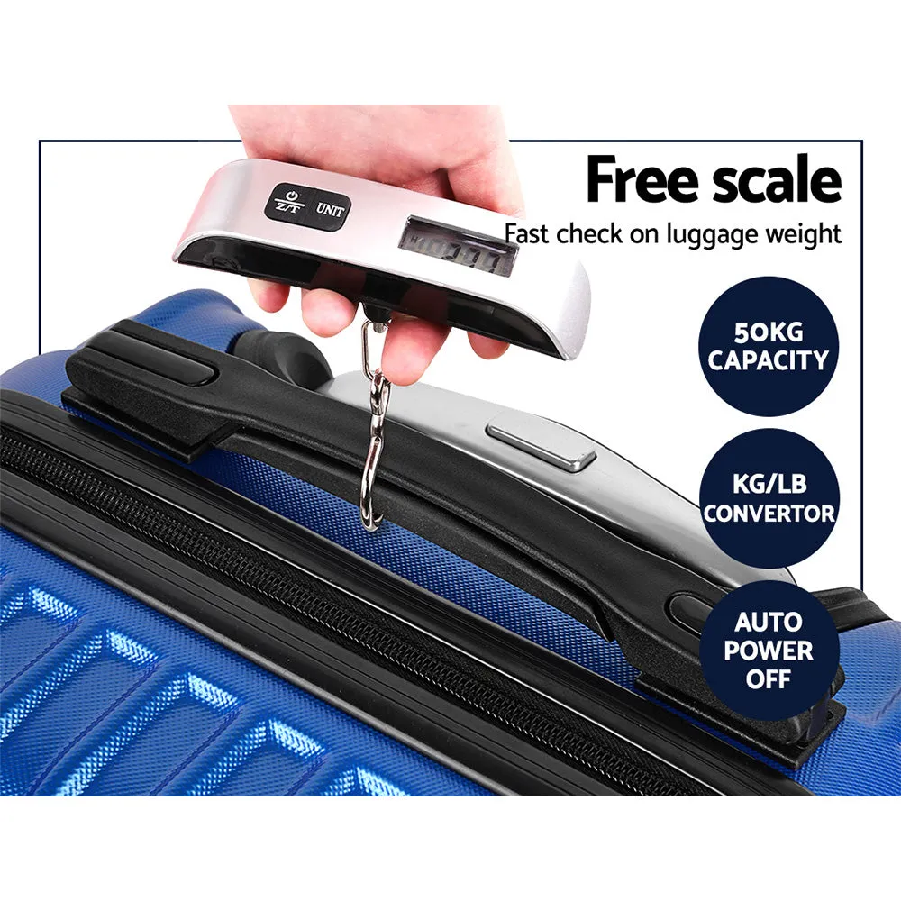 Wanderlite 2pc Luggage Trolley Suitcase Sets Travel TSA Hard Case w/Scale Blue
