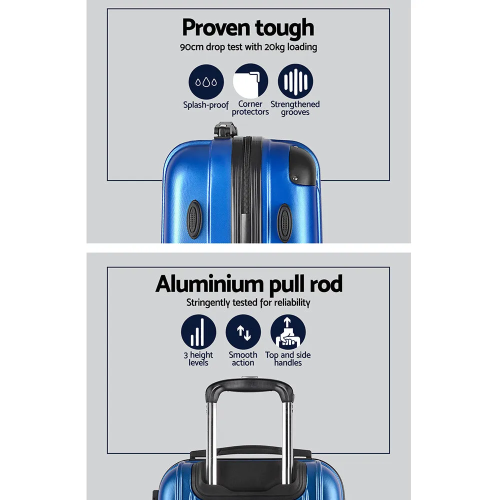 Wanderlite 2pc Luggage Trolley Suitcase Sets Travel TSA Hard Case w/Scale Blue