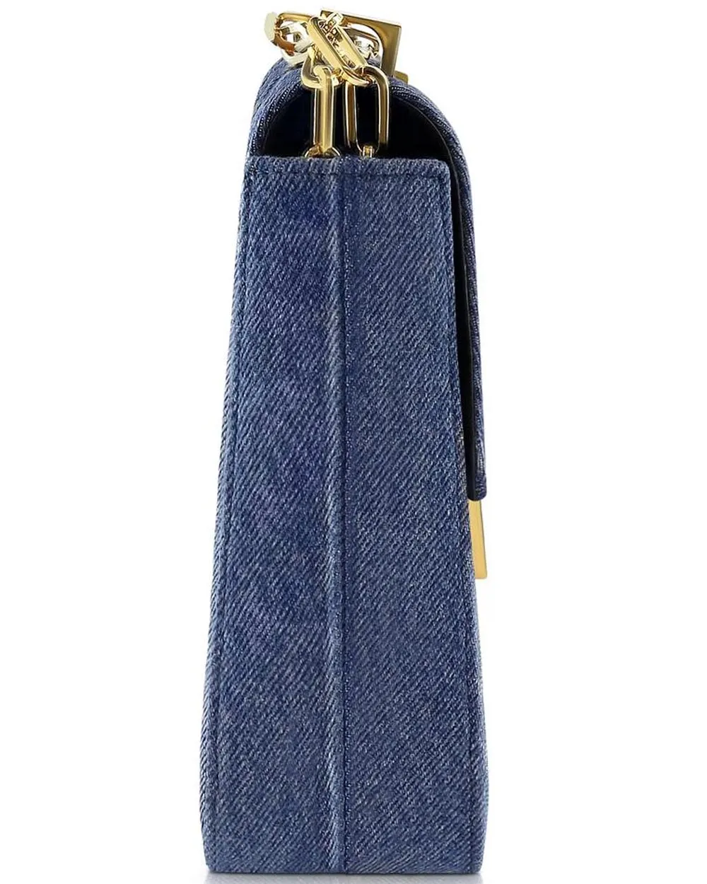 Washed Blue Patchwork Denim Maxi Shoulder Bag