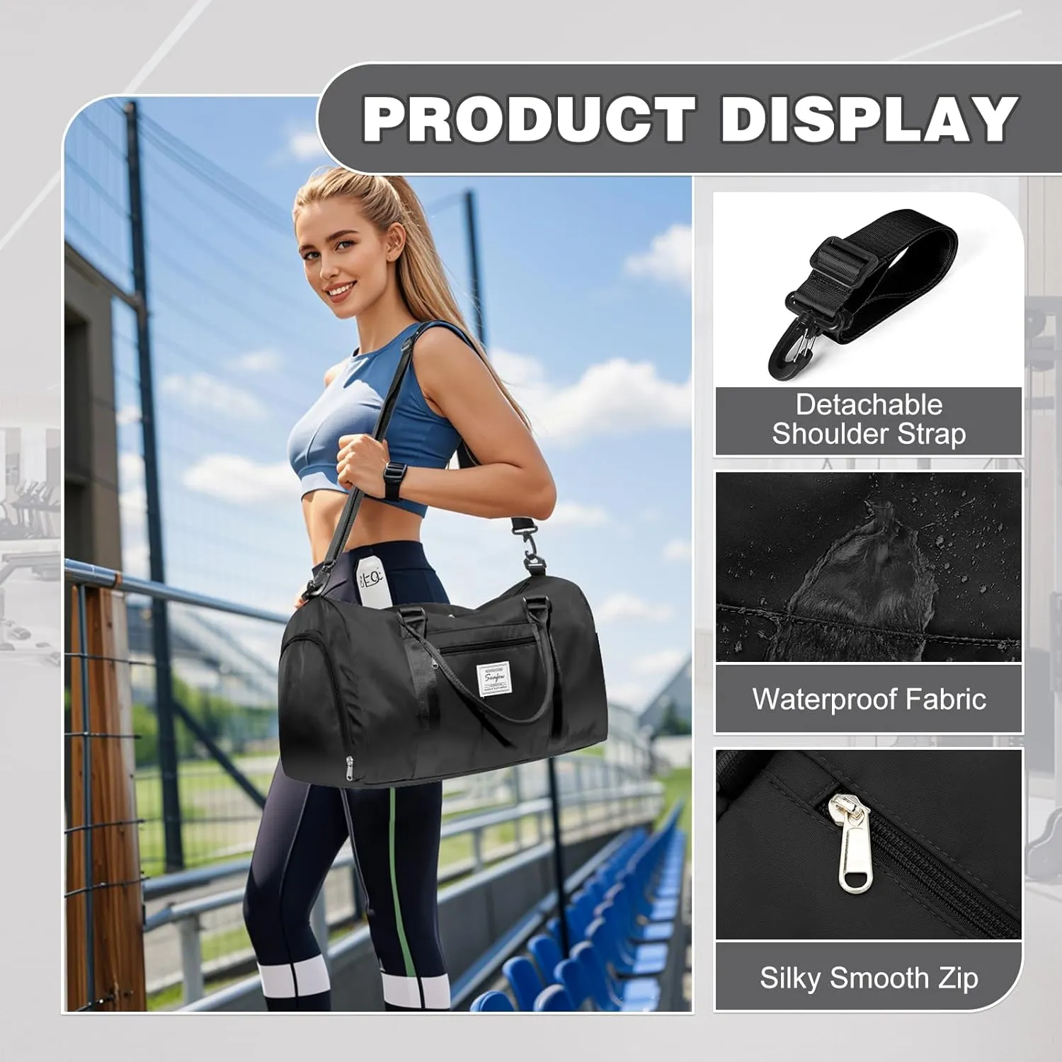 WEPLAN Sports Duffel Bag Women's Men's Sports Bag with Shoe Compartment & Wet Compartment Travel Bag Hand Luggage Bag Sports Bags Fitness Bag Gym Bag Weekender Travel Bag Swimming Bag Training Bag
