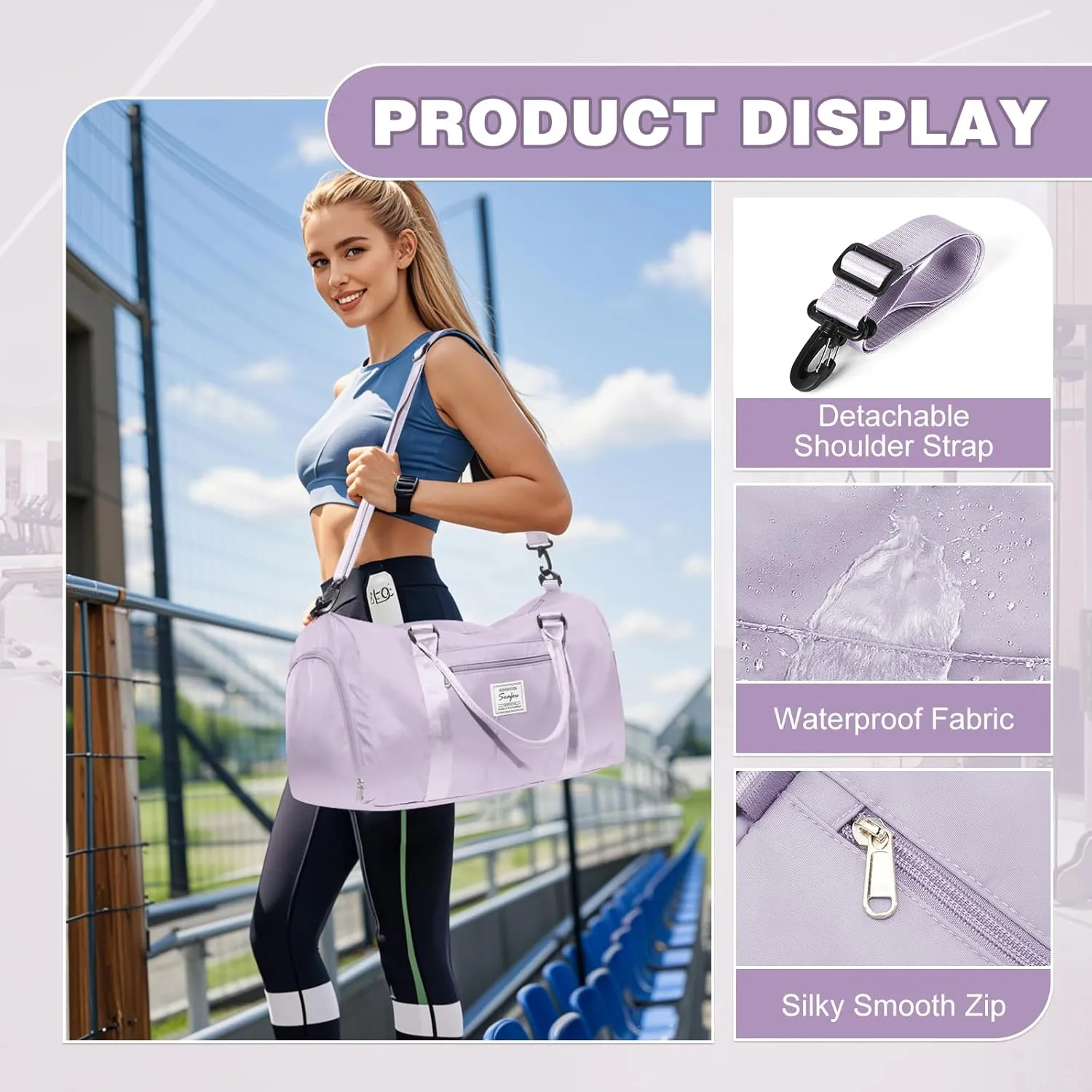 WEPLAN Sports Duffel Bag Women's Men's Sports Bag with Shoe Compartment & Wet Compartment Travel Bag Hand Luggage Bag Sports Bags Fitness Bag Gym Bag Weekender Travel Bag Swimming Bag Training Bag