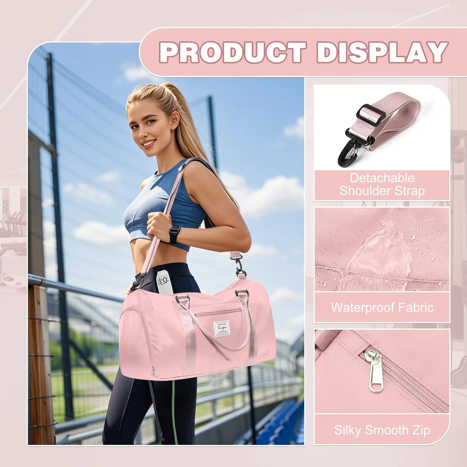 WEPLAN Sports Duffel Bag Women's Men's Sports Bag with Shoe Compartment & Wet Compartment Travel Bag Hand Luggage Bag Sports Bags Fitness Bag Gym Bag Weekender Travel Bag Swimming Bag Training Bag
