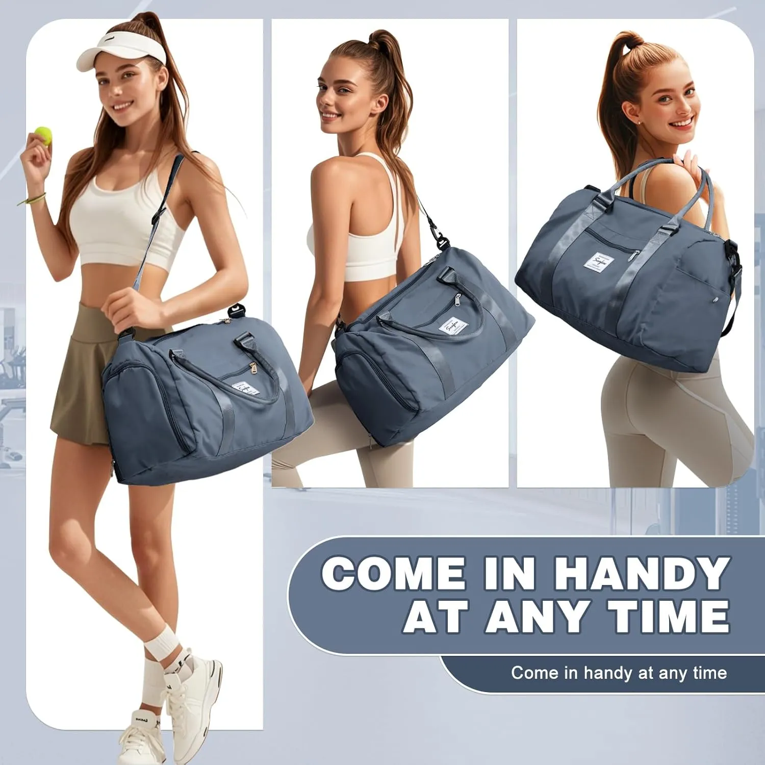 WEPLAN Sports Duffel Bag Women's Men's Sports Bag with Shoe Compartment & Wet Compartment Travel Bag Hand Luggage Bag Sports Bags Fitness Bag Gym Bag Weekender Travel Bag Swimming Bag Training Bag