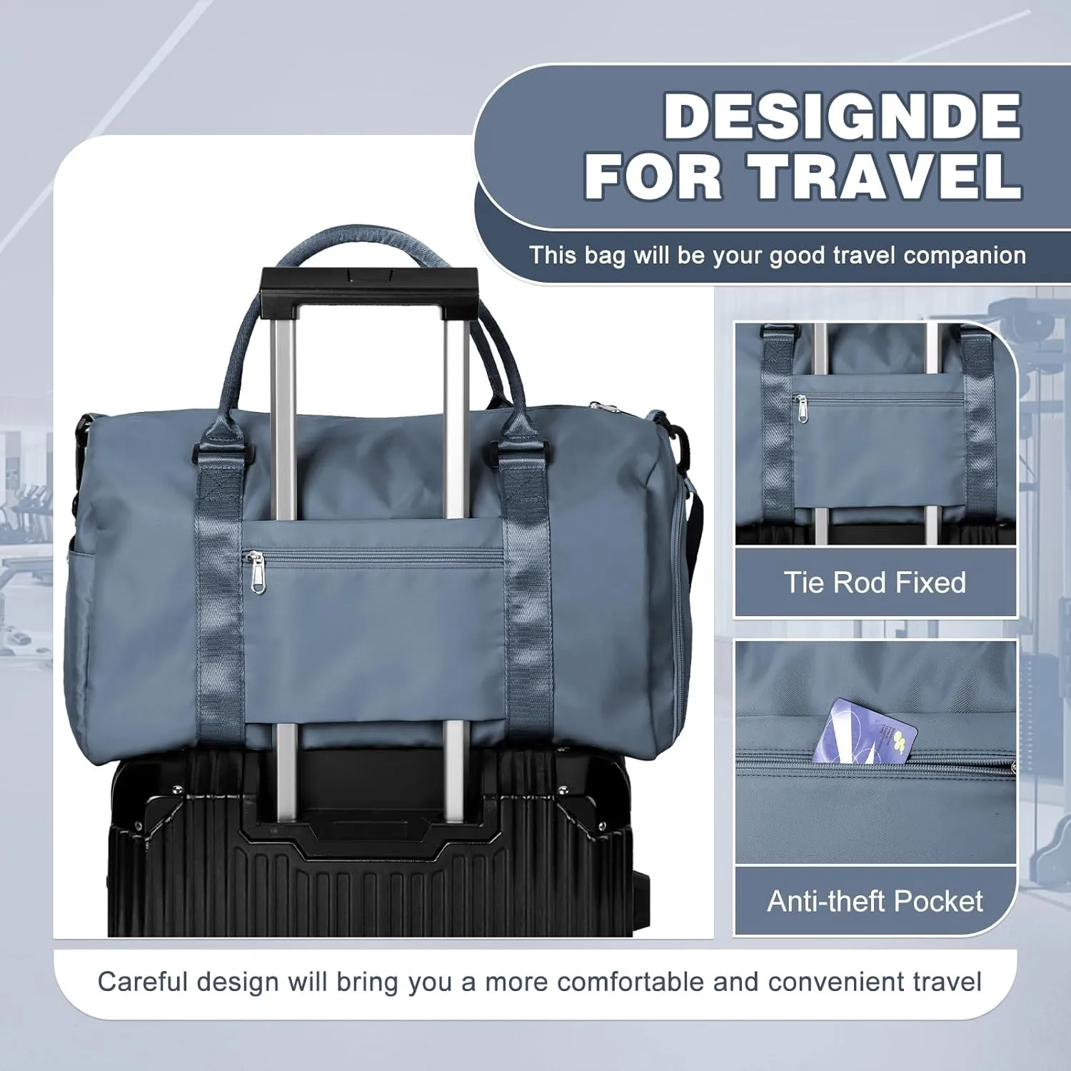 WEPLAN Sports Duffel Bag Women's Men's Sports Bag with Shoe Compartment & Wet Compartment Travel Bag Hand Luggage Bag Sports Bags Fitness Bag Gym Bag Weekender Travel Bag Swimming Bag Training Bag