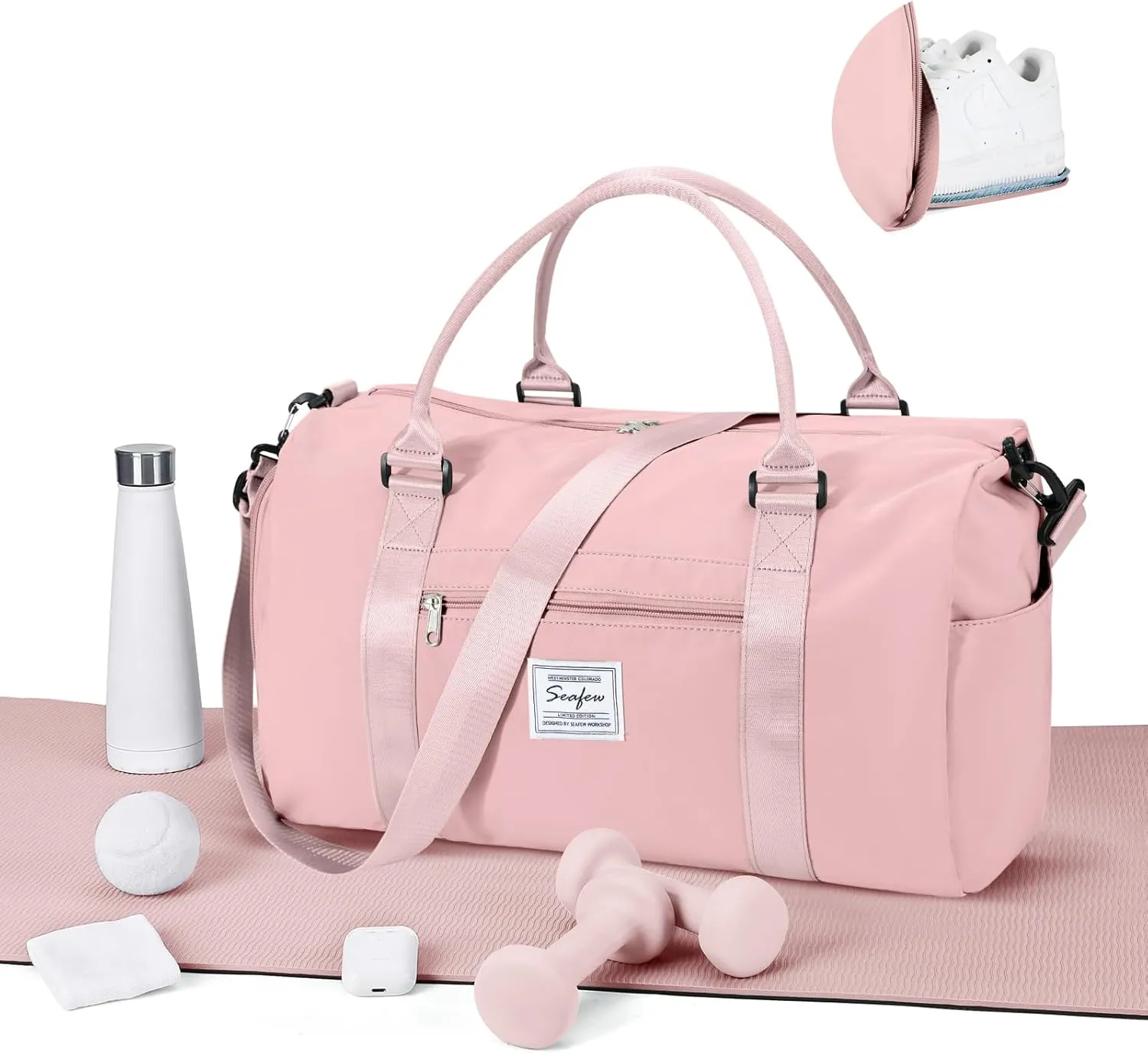 WEPLAN Sports Duffel Bag Women's Men's Sports Bag with Shoe Compartment & Wet Compartment Travel Bag Hand Luggage Bag Sports Bags Fitness Bag Gym Bag Weekender Travel Bag Swimming Bag Training Bag