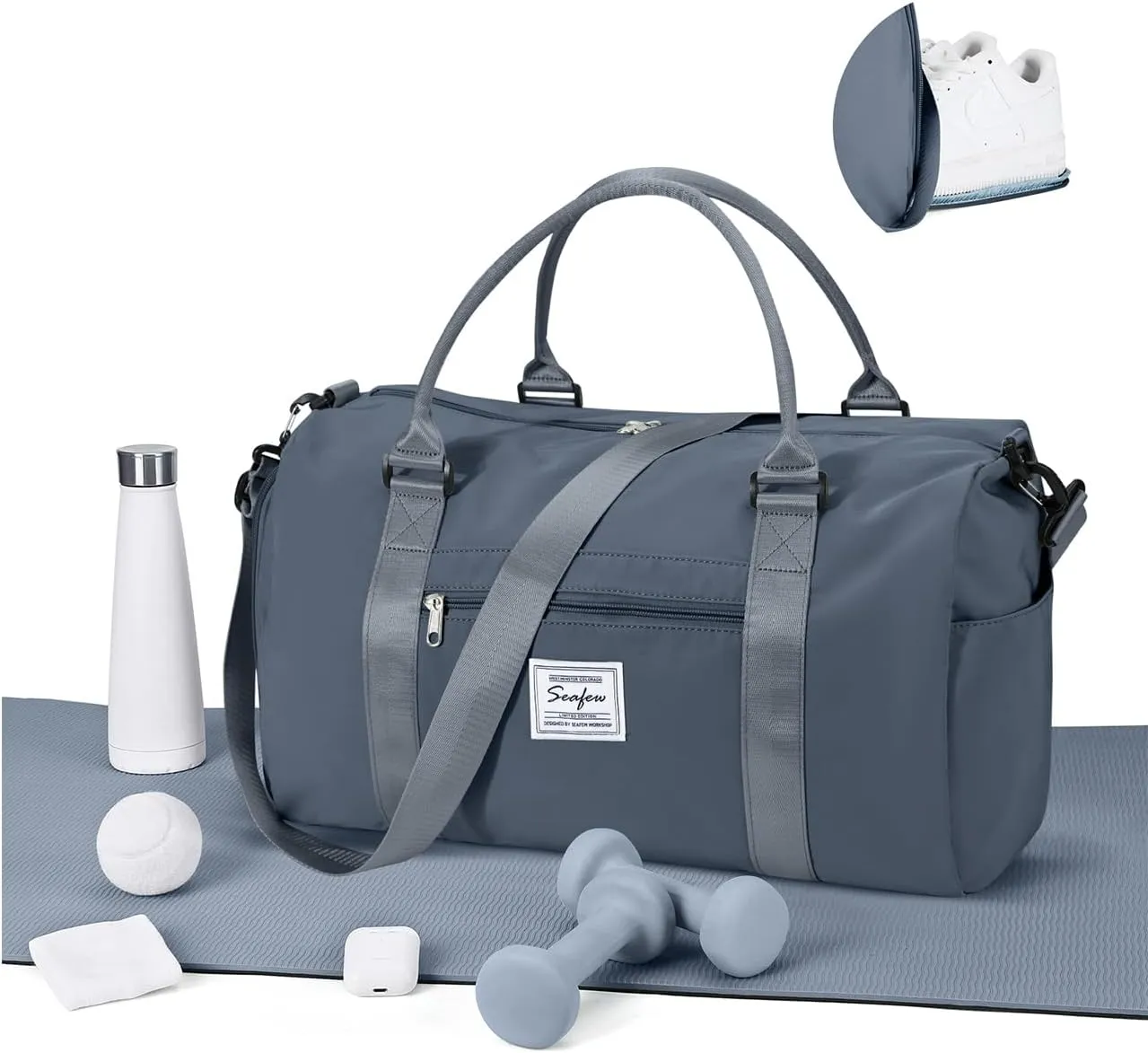 WEPLAN Sports Duffel Bag Women's Men's Sports Bag with Shoe Compartment & Wet Compartment Travel Bag Hand Luggage Bag Sports Bags Fitness Bag Gym Bag Weekender Travel Bag Swimming Bag Training Bag