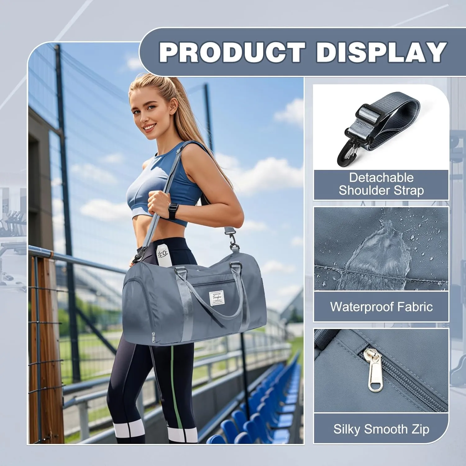 WEPLAN Sports Duffel Bag Women's Men's Sports Bag with Shoe Compartment & Wet Compartment Travel Bag Hand Luggage Bag Sports Bags Fitness Bag Gym Bag Weekender Travel Bag Swimming Bag Training Bag