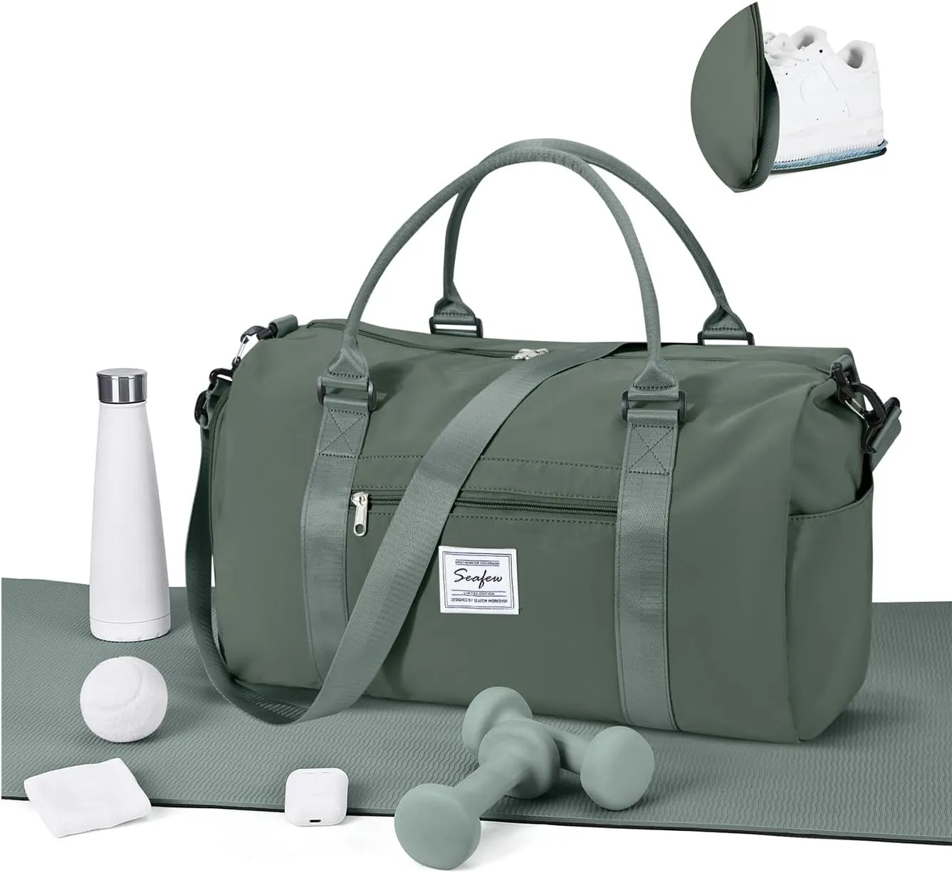 WEPLAN Sports Duffel Bag Women's Men's Sports Bag with Shoe Compartment & Wet Compartment Travel Bag Hand Luggage Bag Sports Bags Fitness Bag Gym Bag Weekender Travel Bag Swimming Bag Training Bag