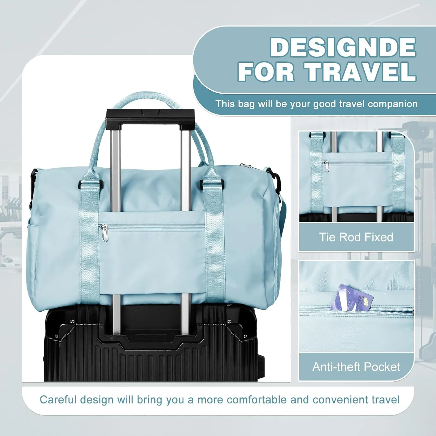 WEPLAN Sports Duffel Bag Women's Men's Sports Bag with Shoe Compartment & Wet Compartment Travel Bag Hand Luggage Bag Sports Bags Fitness Bag Gym Bag Weekender Travel Bag Swimming Bag Training Bag