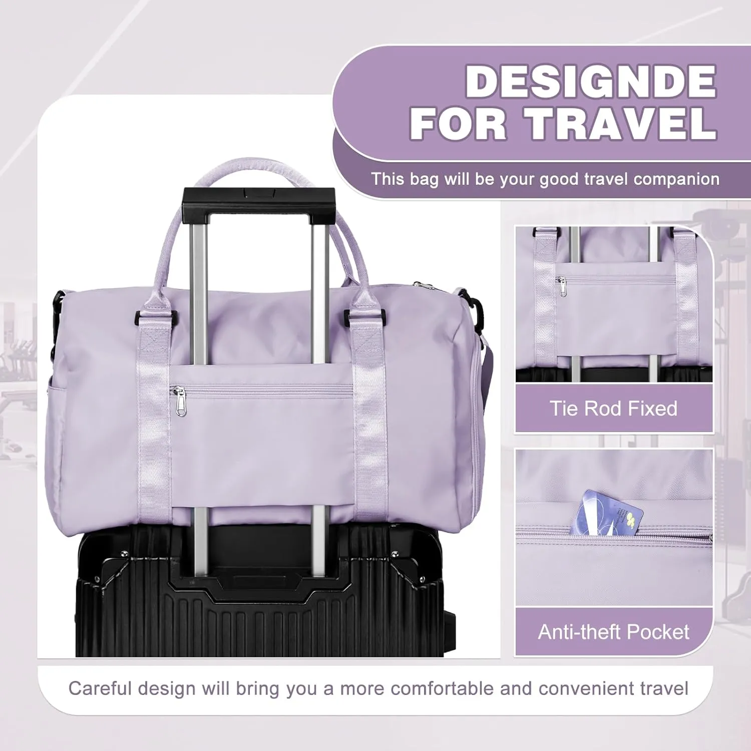 WEPLAN Sports Duffel Bag Women's Men's Sports Bag with Shoe Compartment & Wet Compartment Travel Bag Hand Luggage Bag Sports Bags Fitness Bag Gym Bag Weekender Travel Bag Swimming Bag Training Bag