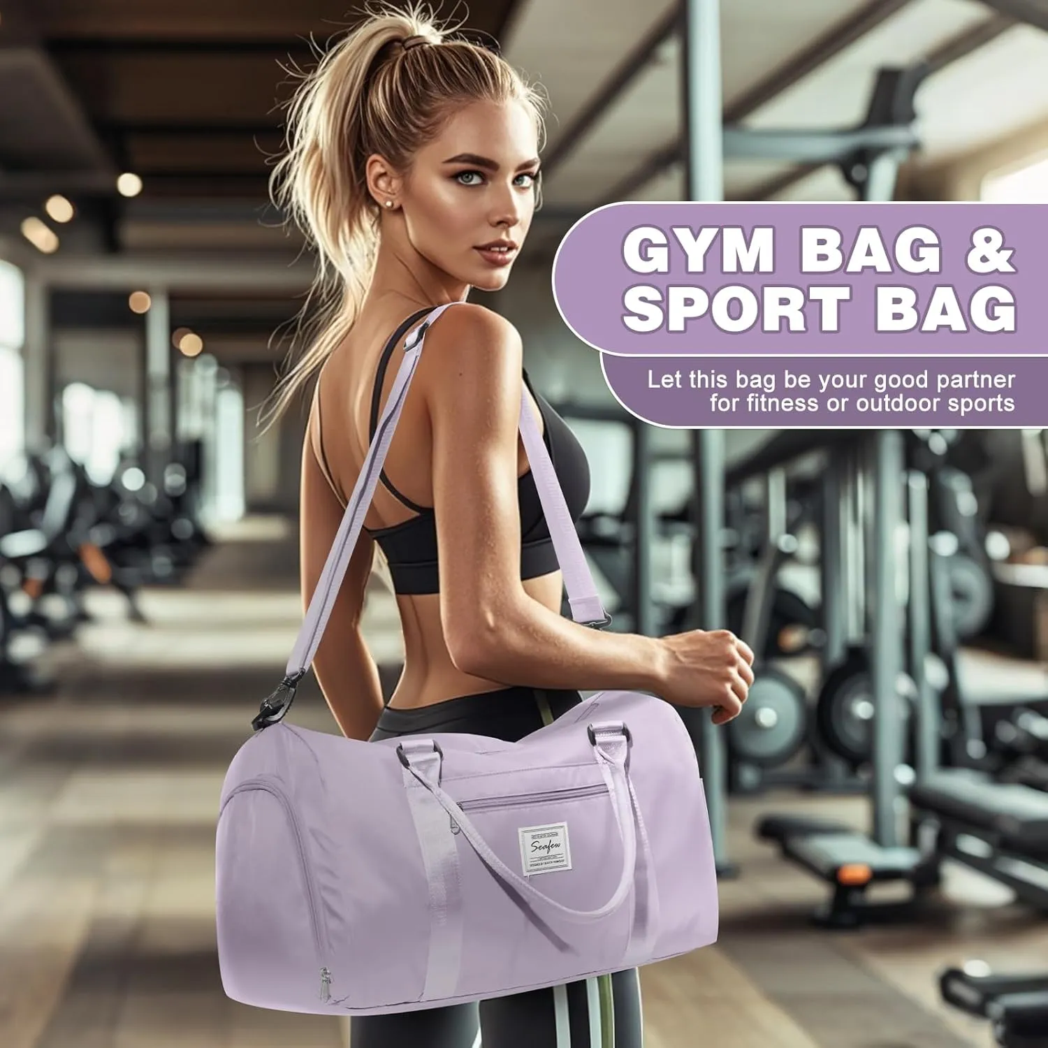 WEPLAN Sports Duffel Bag Women's Men's Sports Bag with Shoe Compartment & Wet Compartment Travel Bag Hand Luggage Bag Sports Bags Fitness Bag Gym Bag Weekender Travel Bag Swimming Bag Training Bag
