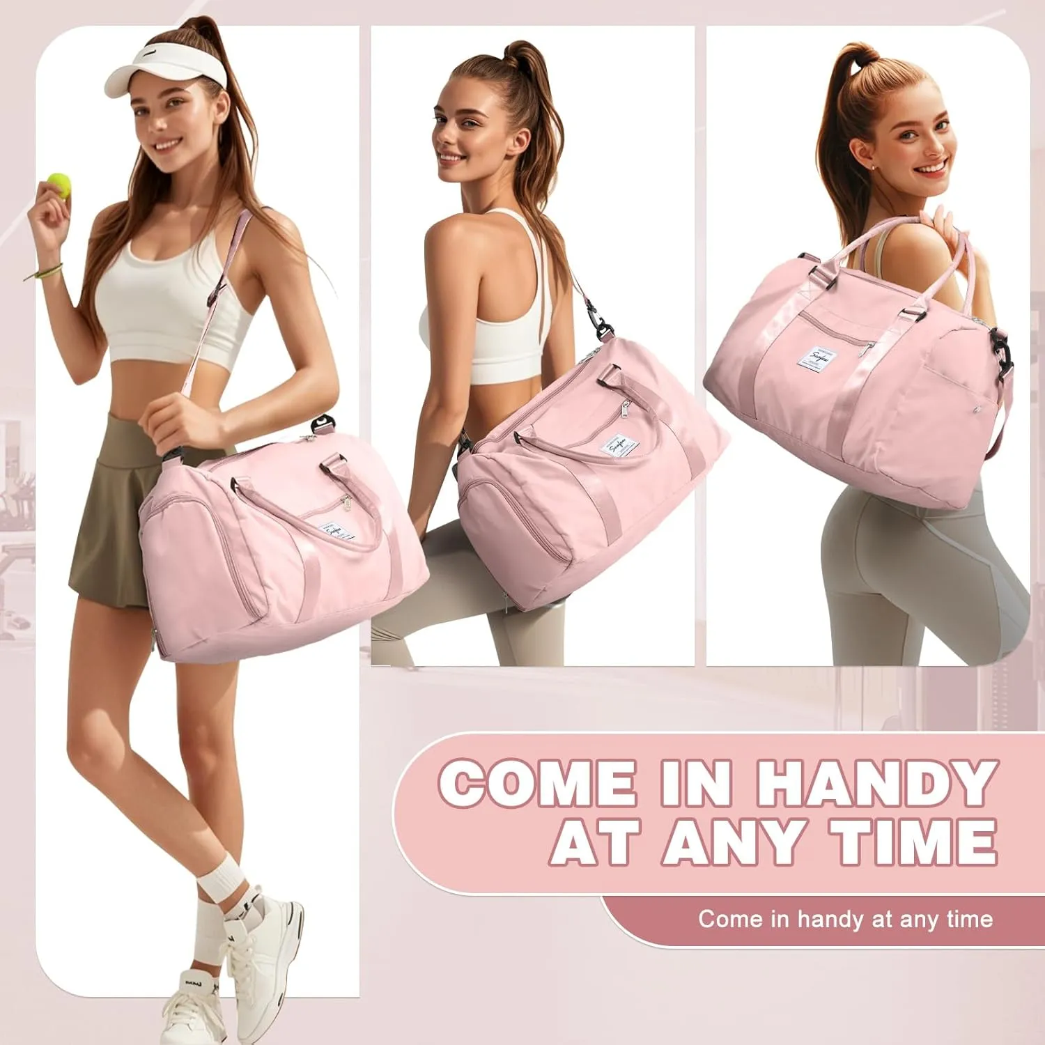 WEPLAN Sports Duffel Bag Women's Men's Sports Bag with Shoe Compartment & Wet Compartment Travel Bag Hand Luggage Bag Sports Bags Fitness Bag Gym Bag Weekender Travel Bag Swimming Bag Training Bag