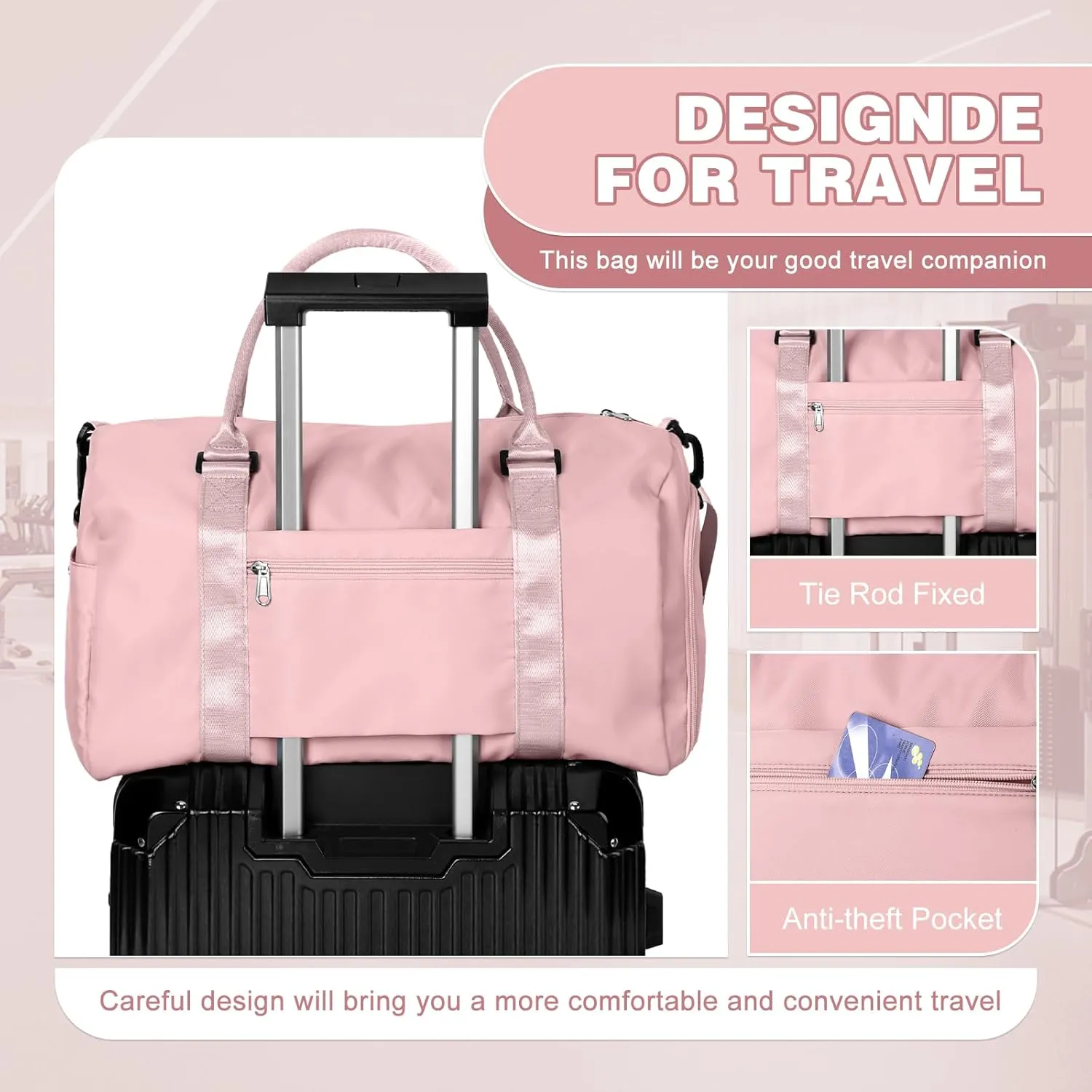 WEPLAN Sports Duffel Bag Women's Men's Sports Bag with Shoe Compartment & Wet Compartment Travel Bag Hand Luggage Bag Sports Bags Fitness Bag Gym Bag Weekender Travel Bag Swimming Bag Training Bag